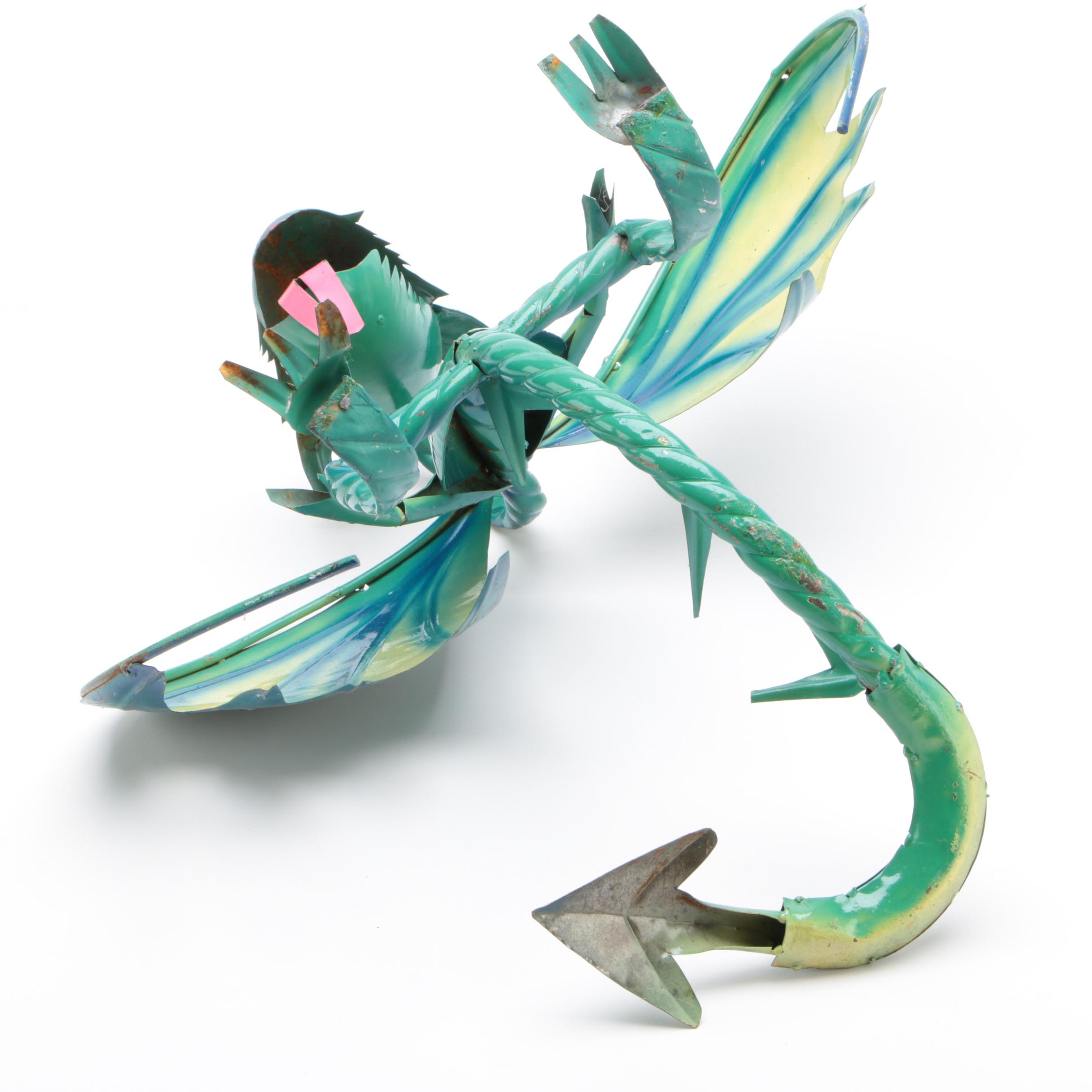 Mexican Folk Art Scrap Metal Dragon Sculpture