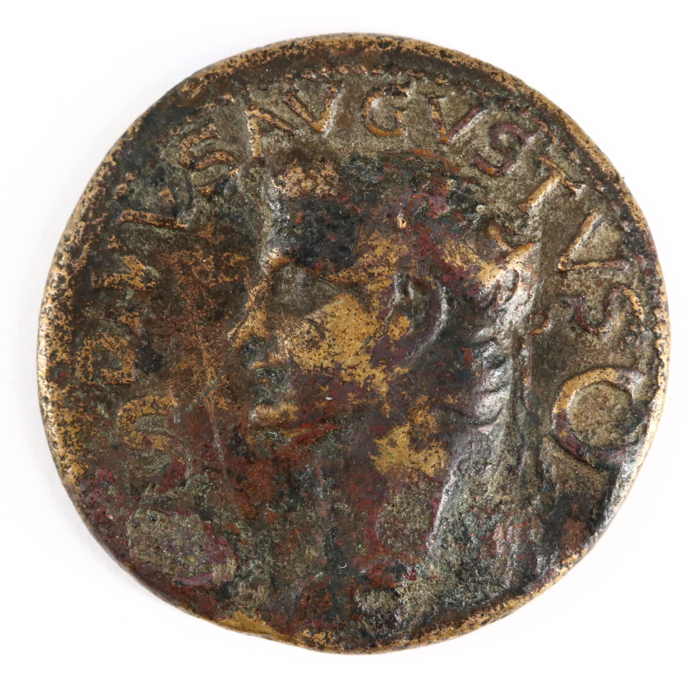 Ancient Roman AE Dupondius Coin of Divus Augustus and Caligula, ca. 37 A.D.