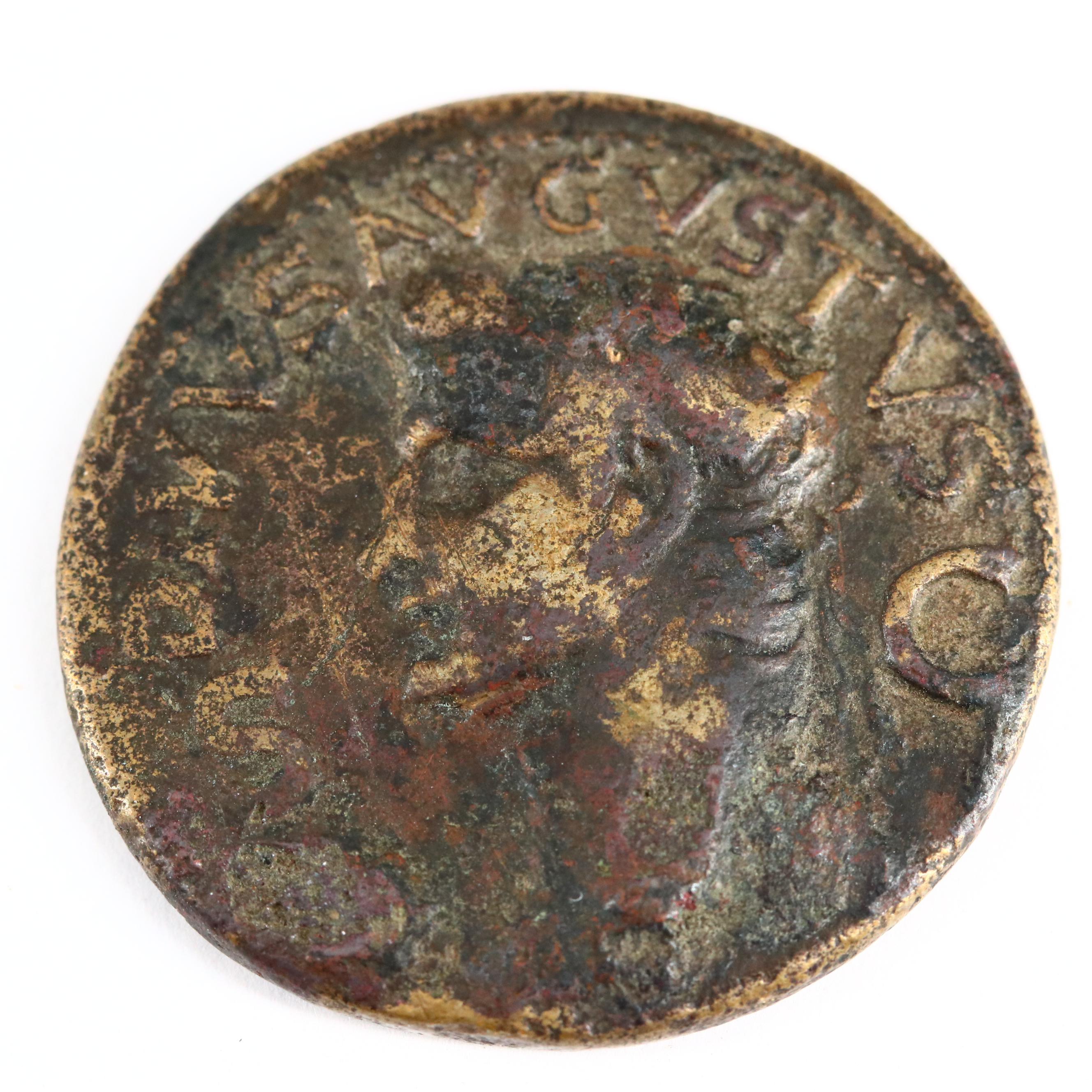 Ancient Roman AE Dupondius Coin of Divus Augustus and Caligula, ca. 37 A.D.