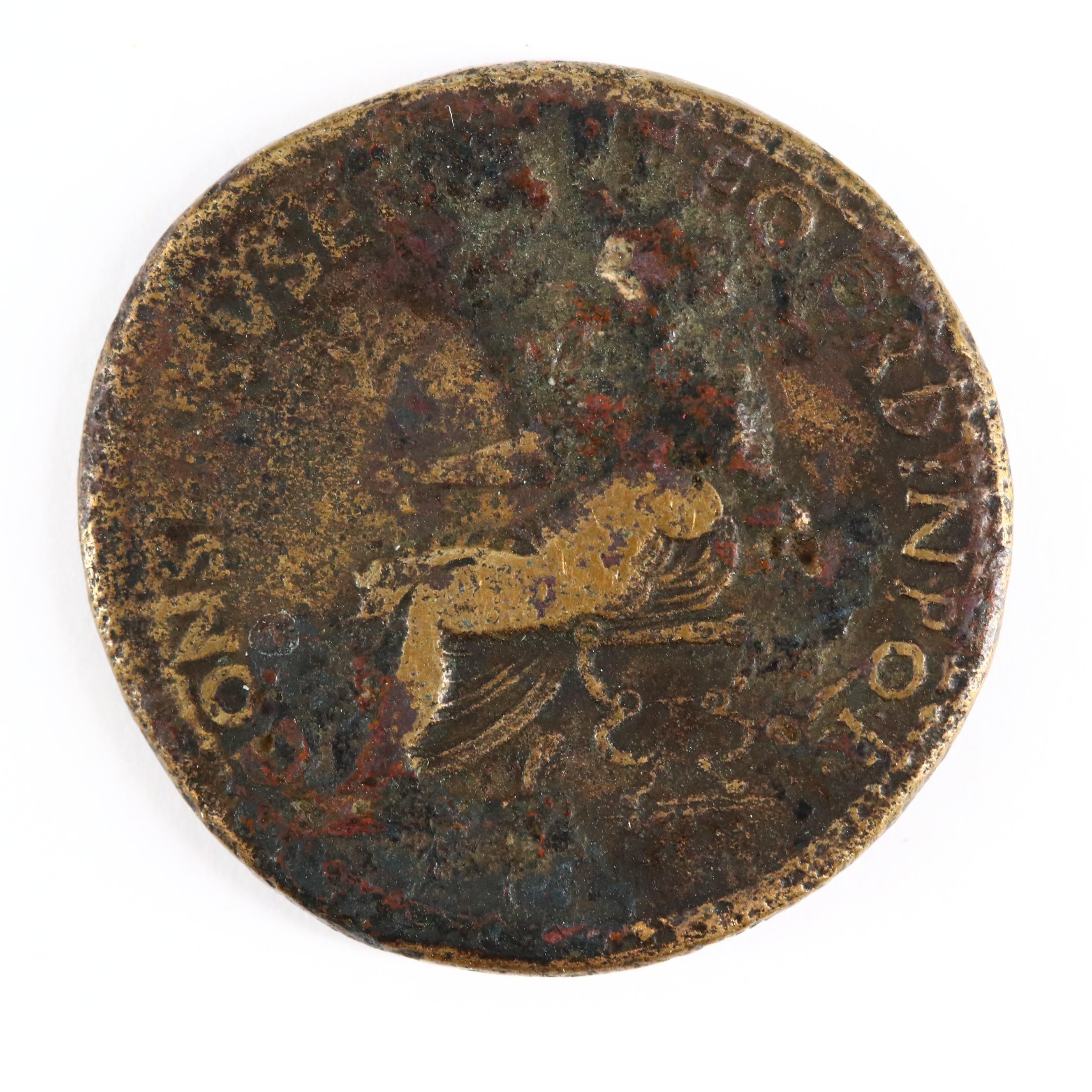 Ancient Roman AE Dupondius Coin of Divus Augustus and Caligula, ca. 37 A.D.