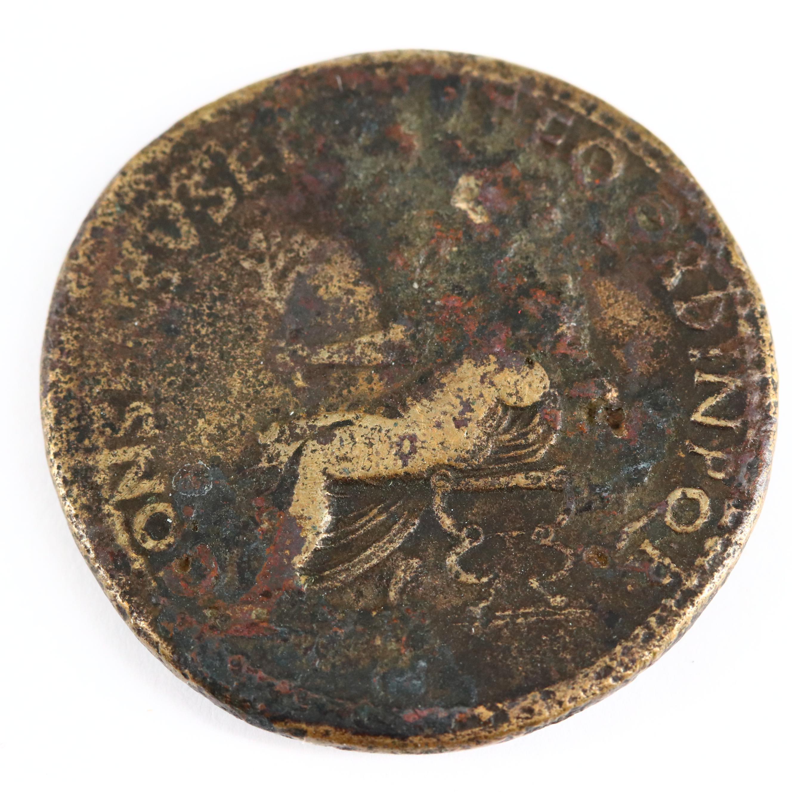 Ancient Roman AE Dupondius Coin of Divus Augustus and Caligula, ca. 37 A.D.