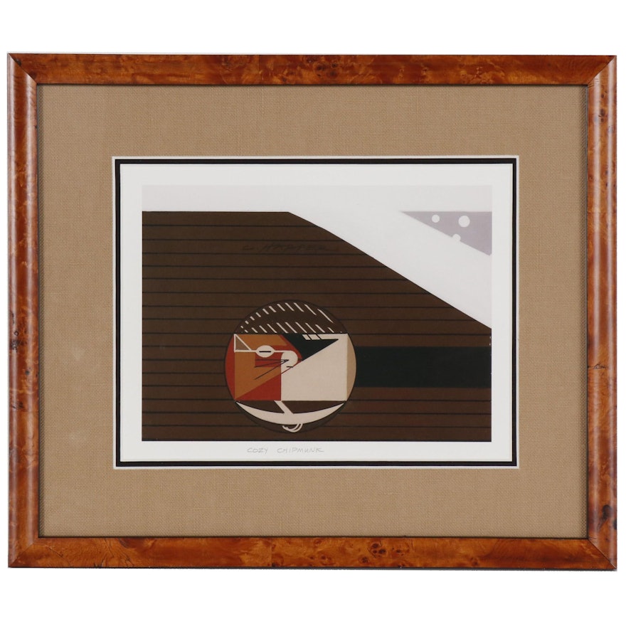 Offset Lithograph after Charley Harper "Cozy Chipmunk"