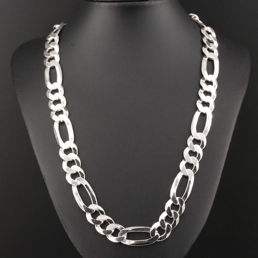 Sterling Silver Figaro Chain Necklace