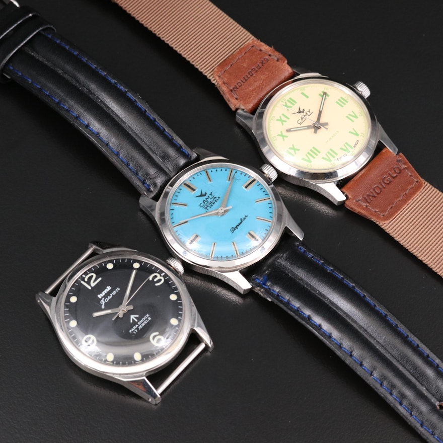 Swiss Camy and hmt Jawan Military and Popular Stem Wind Wristwatches
