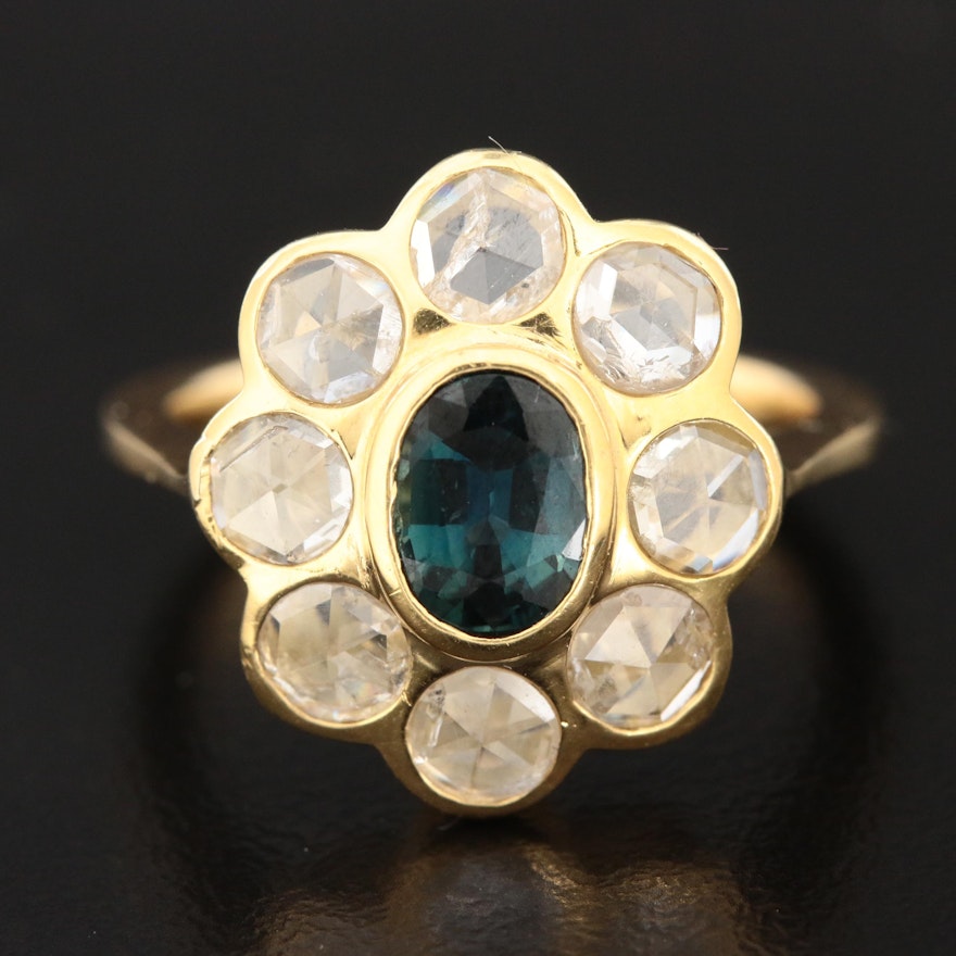 18K Gold Sapphire and Diamond Ring