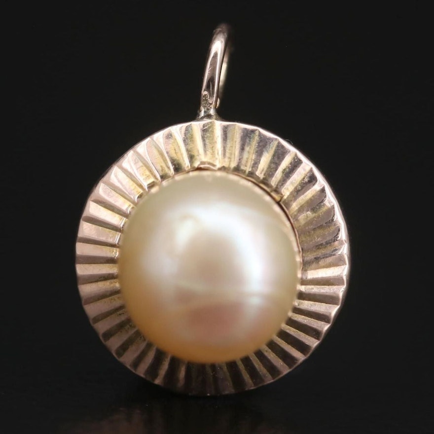 14K Yellow Gold Pearl Pendant