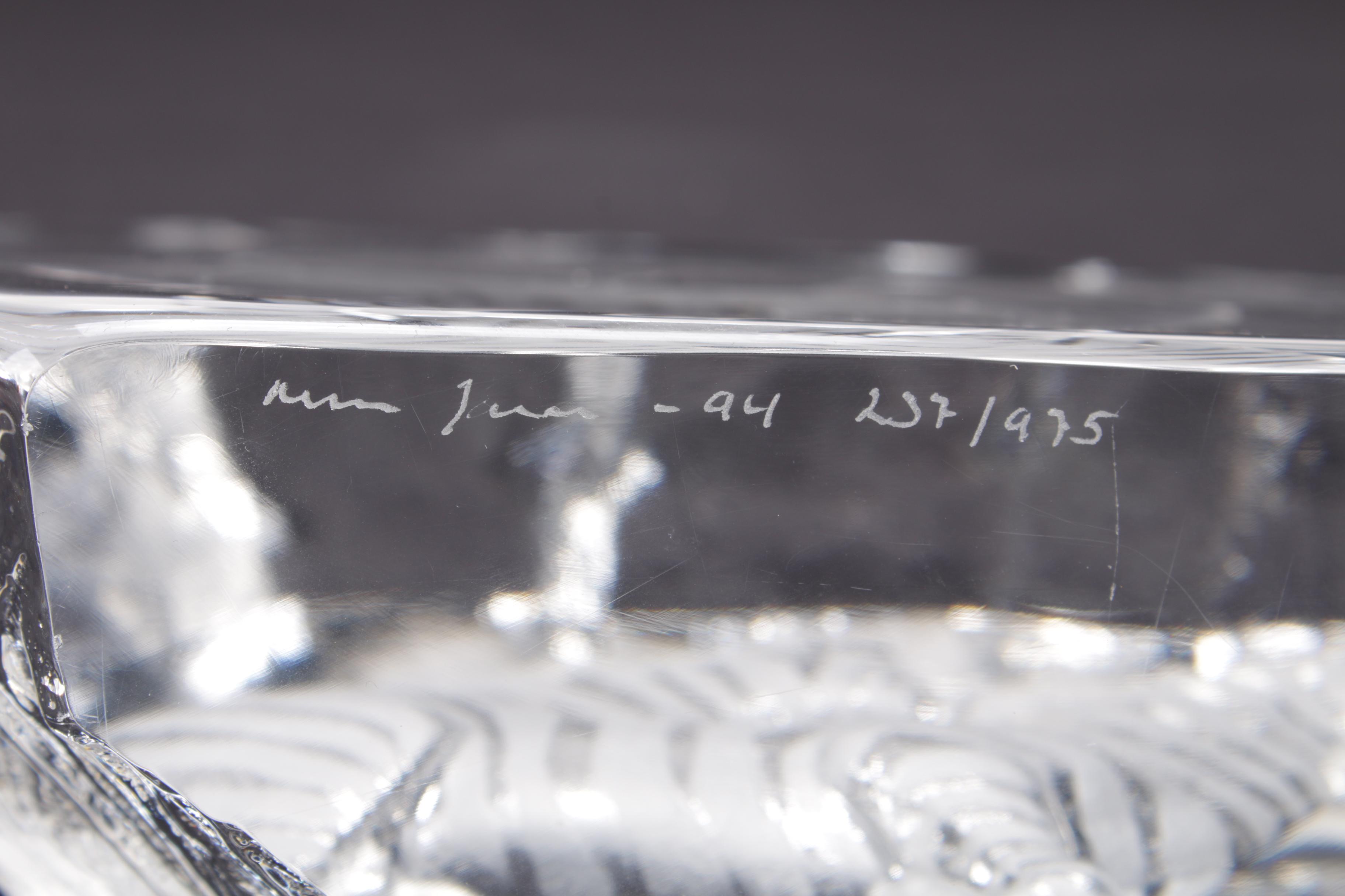 Mats Jonasson of Sweden Crystal Sculpture of Zebras, 1990s