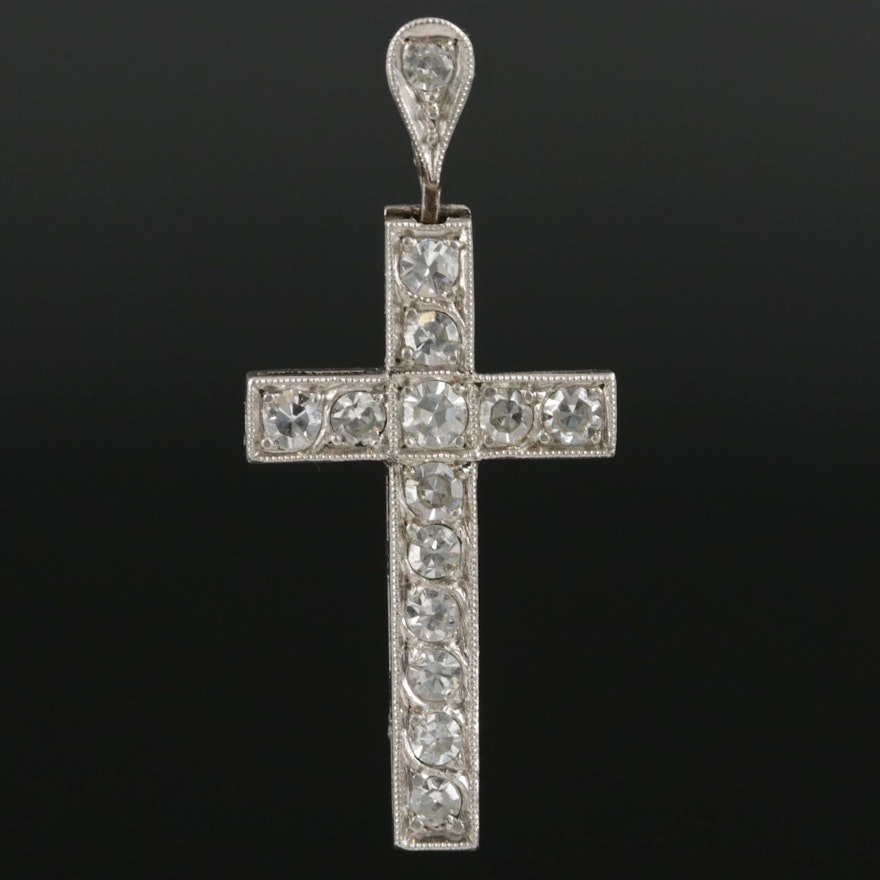 Vintage Platinum Diamond Cross Pendant