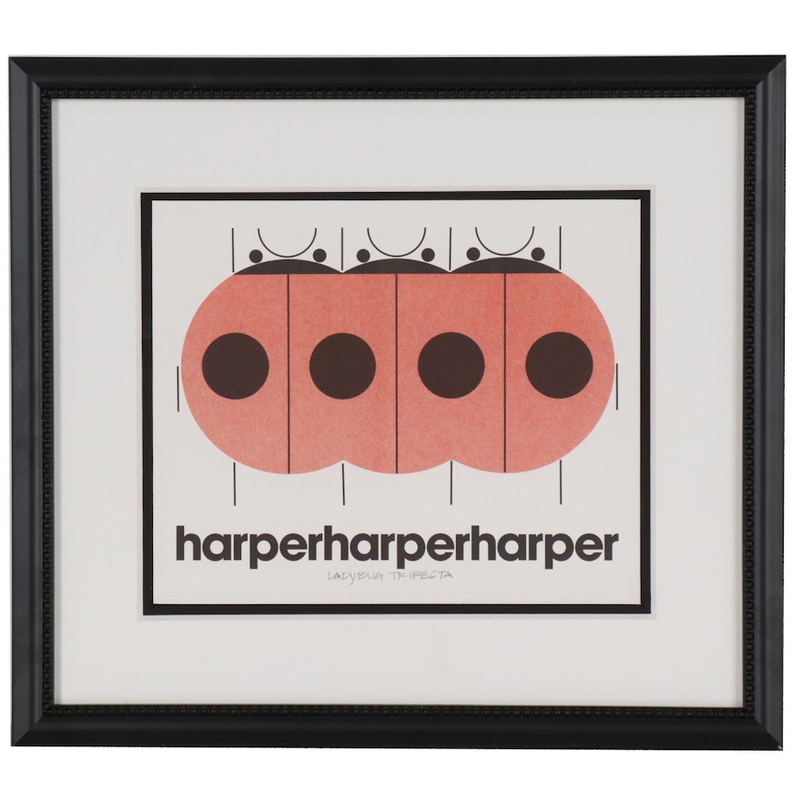 Lithograph after Charley Harper "Ladybug Trifecta"