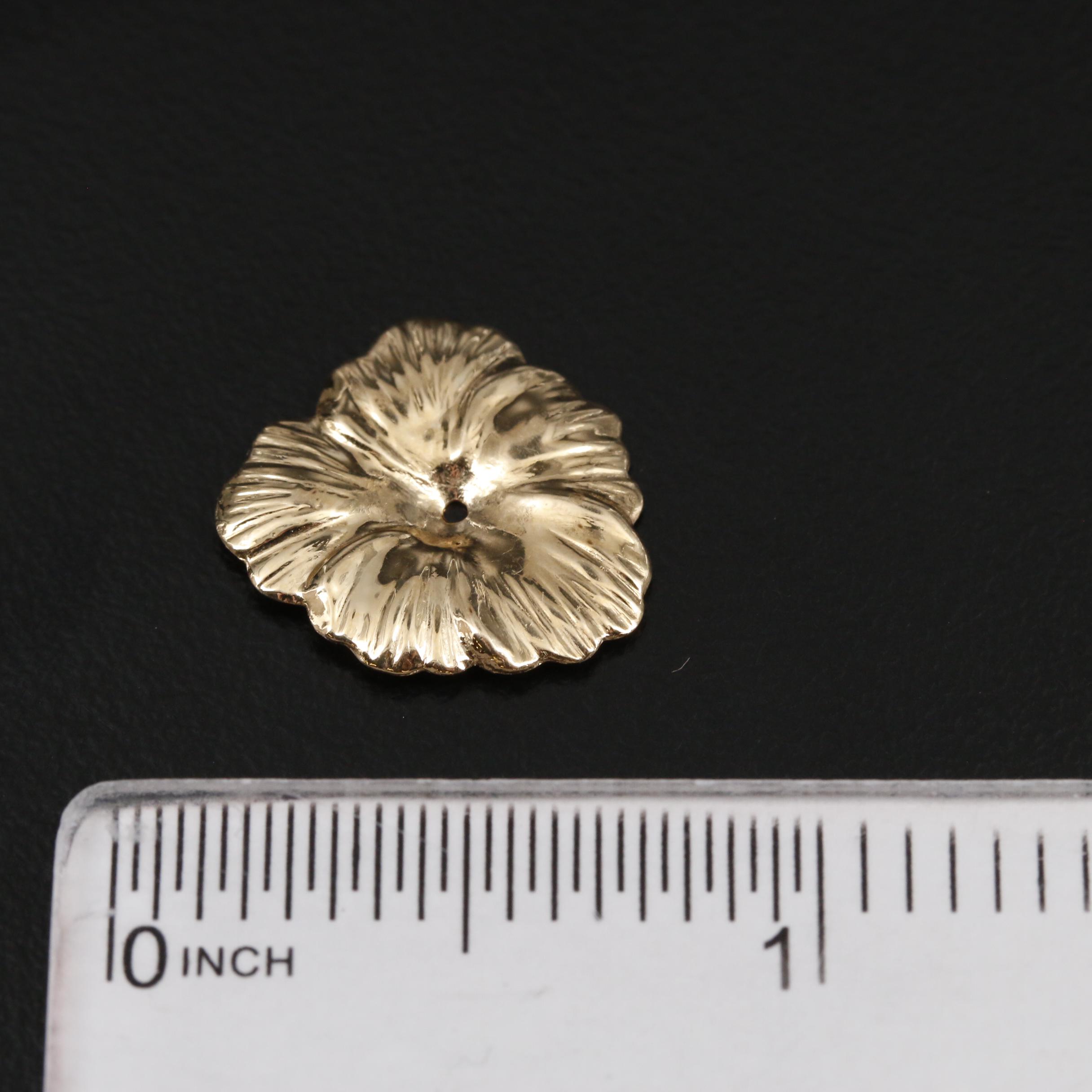 14K Yellow Gold Flower Earring Jackets