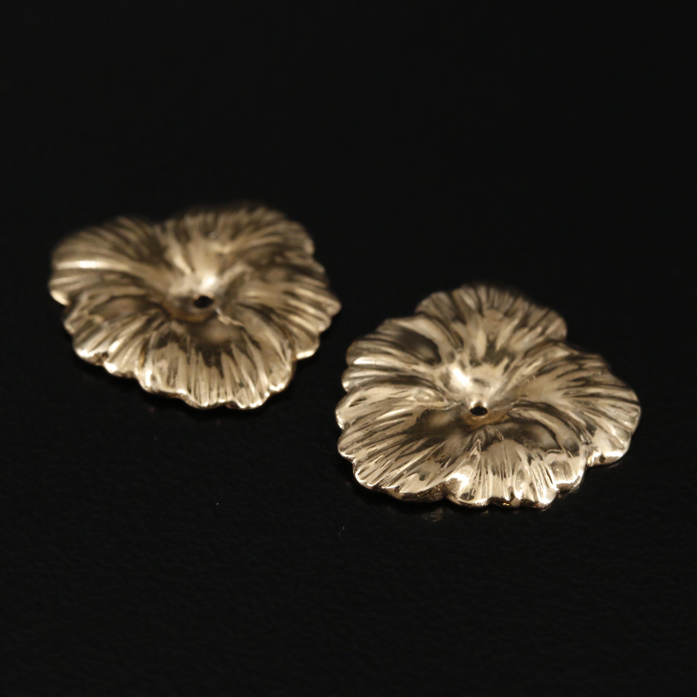 14K Yellow Gold Flower Earring Jackets