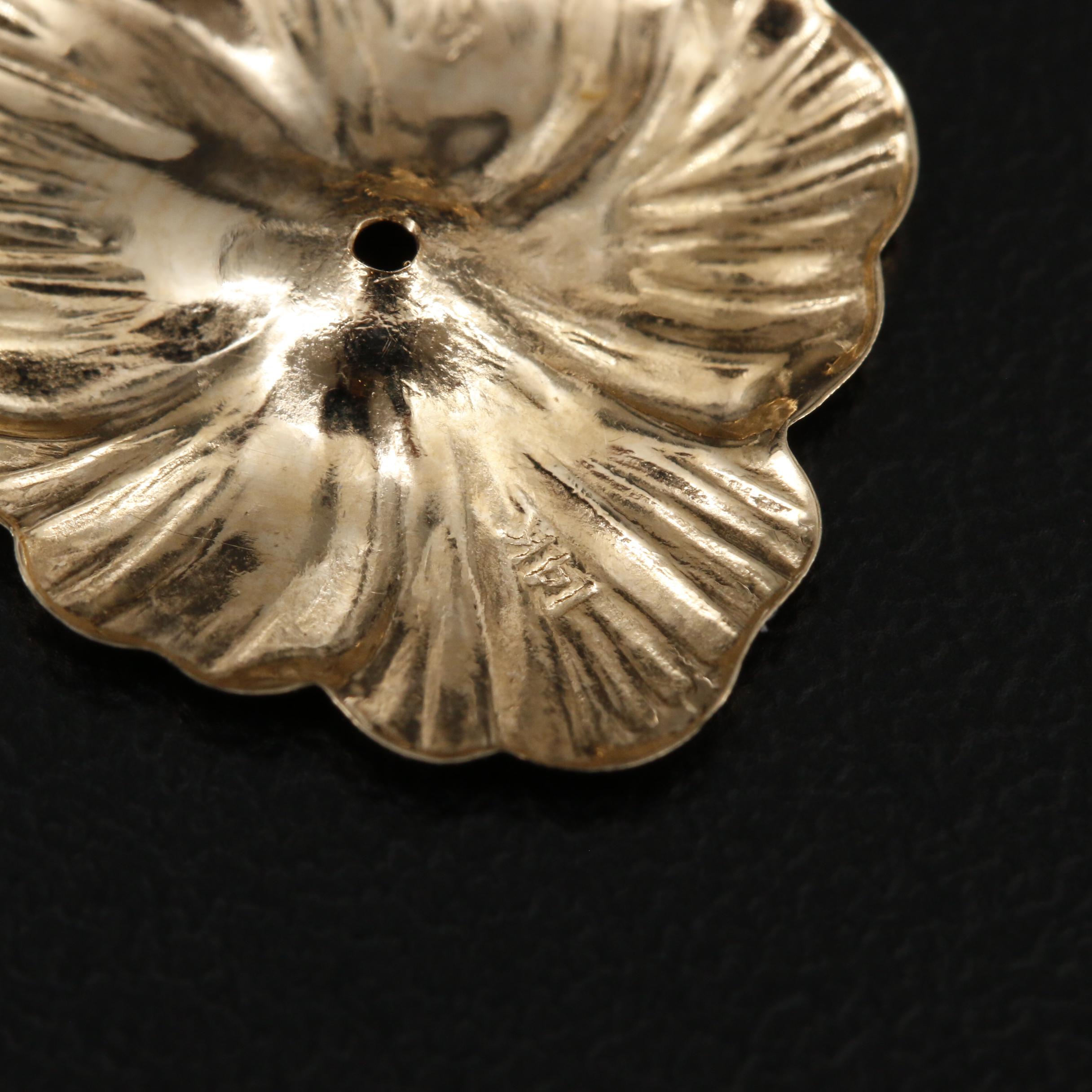 14K Yellow Gold Flower Earring Jackets