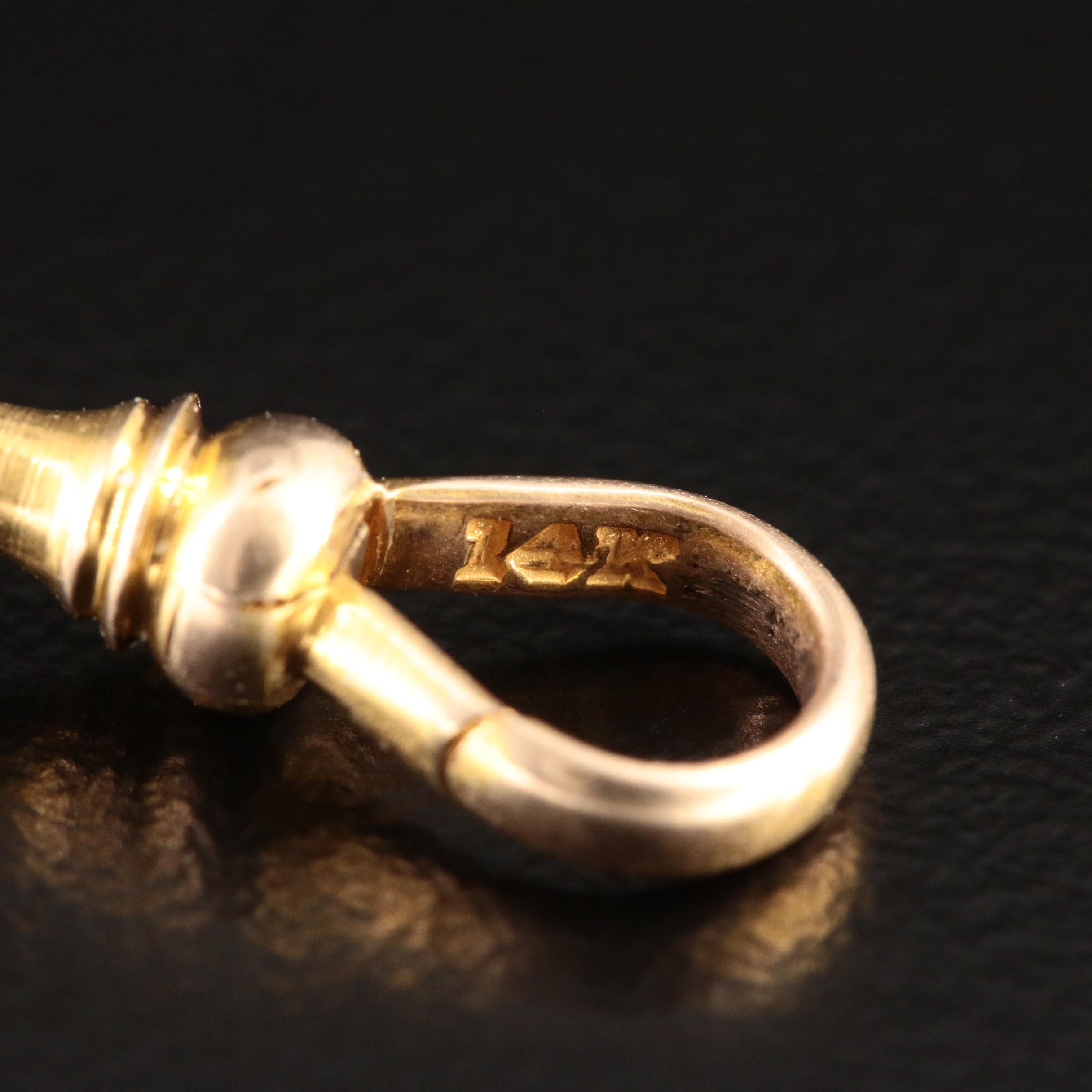 14K Yellow Gold Seed Pearl Heart Slide Pendant on Rope Chain Necklace