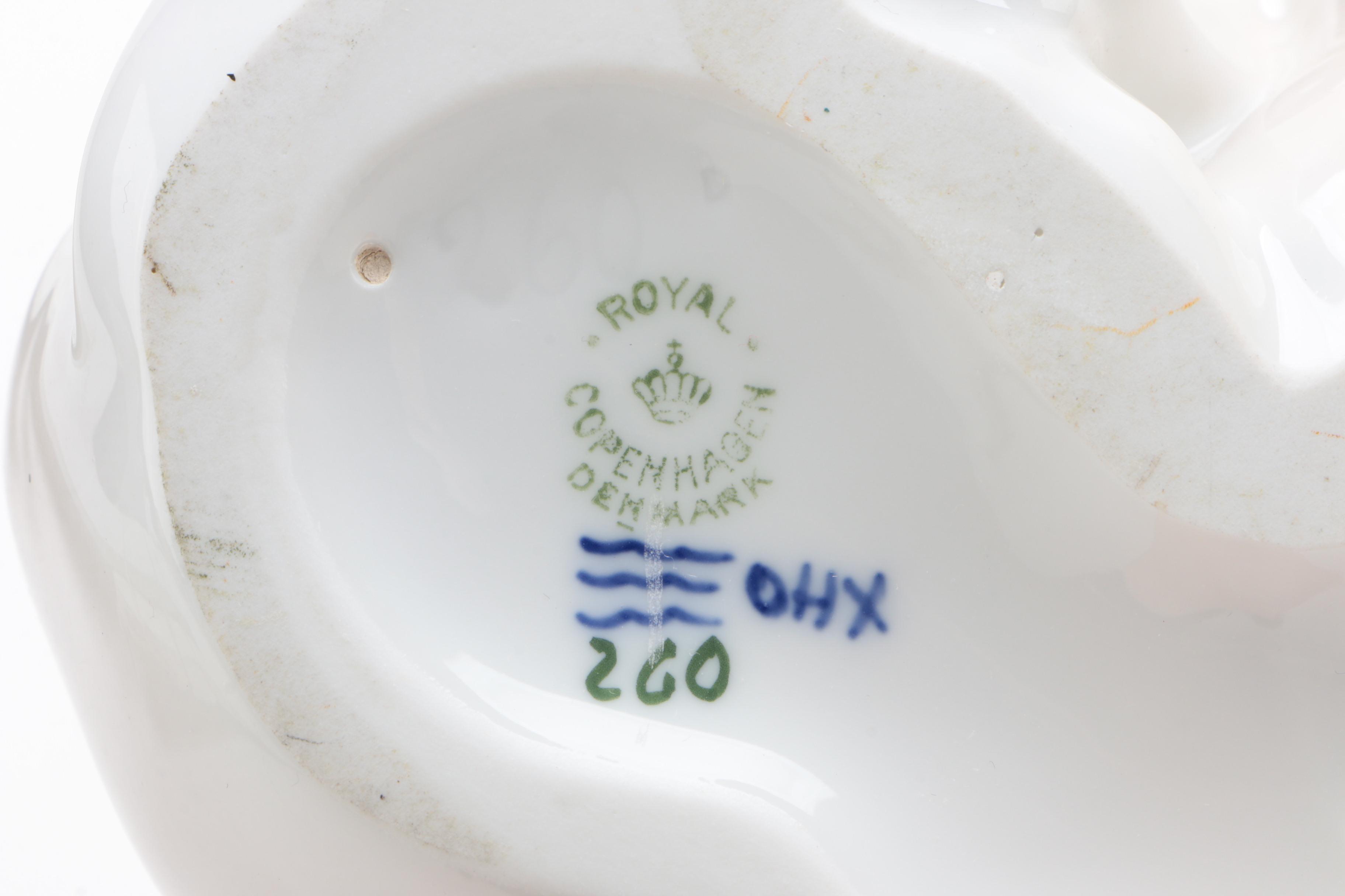 Royal Copenhagen "Pointer Puppies" and "Dachshund Puppy" Porcelain Figurines