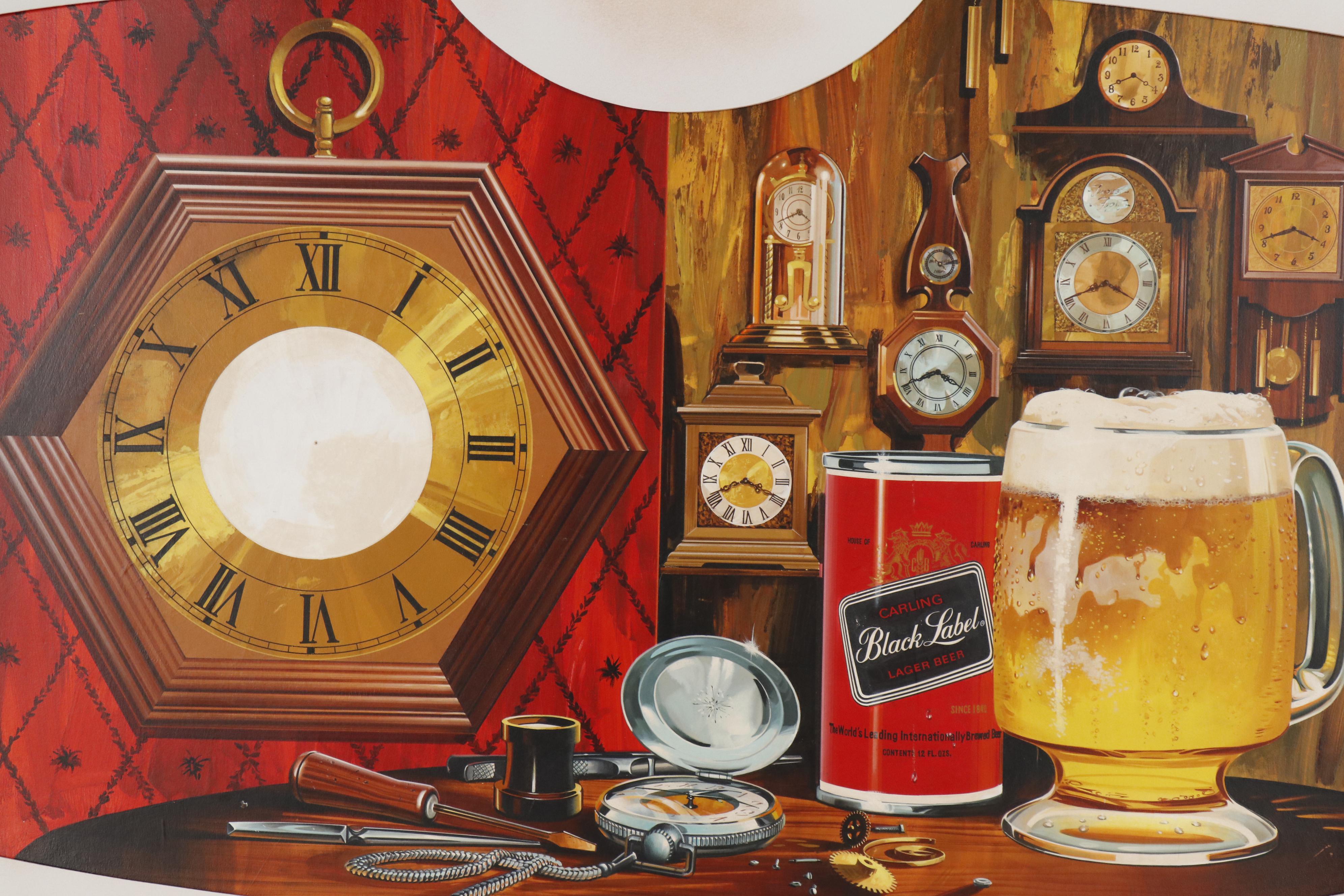 Paul Alexander Gouache and Tempera Illustration for Carling Black Label Sign