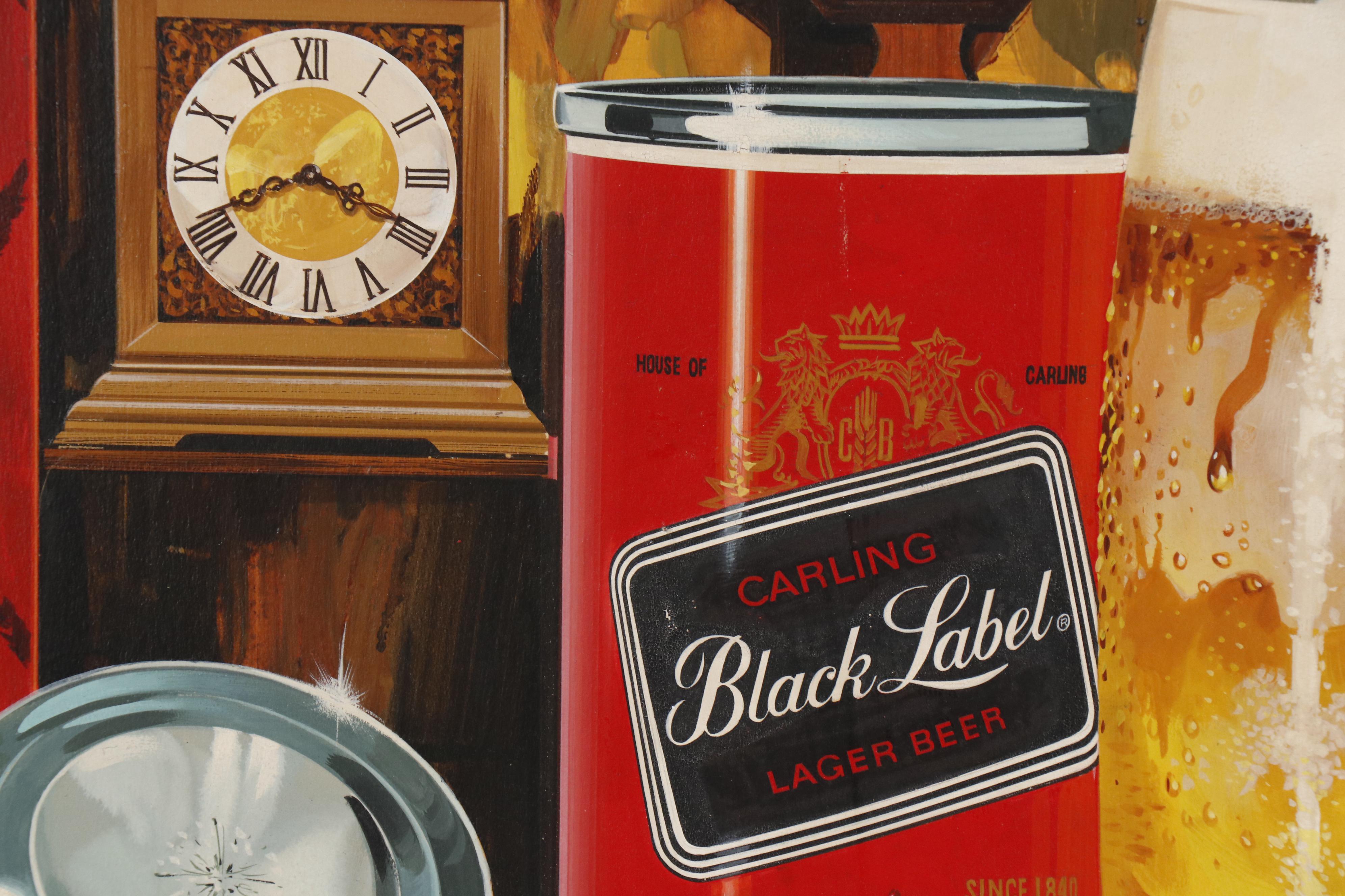 Paul Alexander Gouache and Tempera Illustration for Carling Black Label Sign