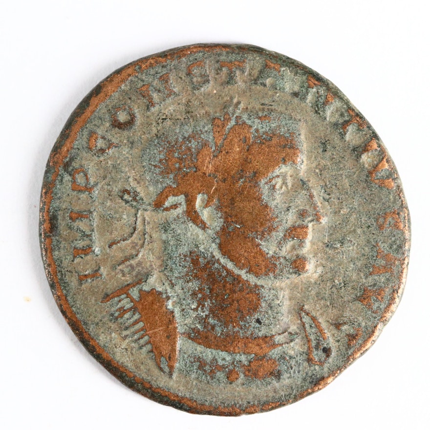 Ancient Roman Imperial AE Follis Coin of Constantius I, ca. 305 A.D.