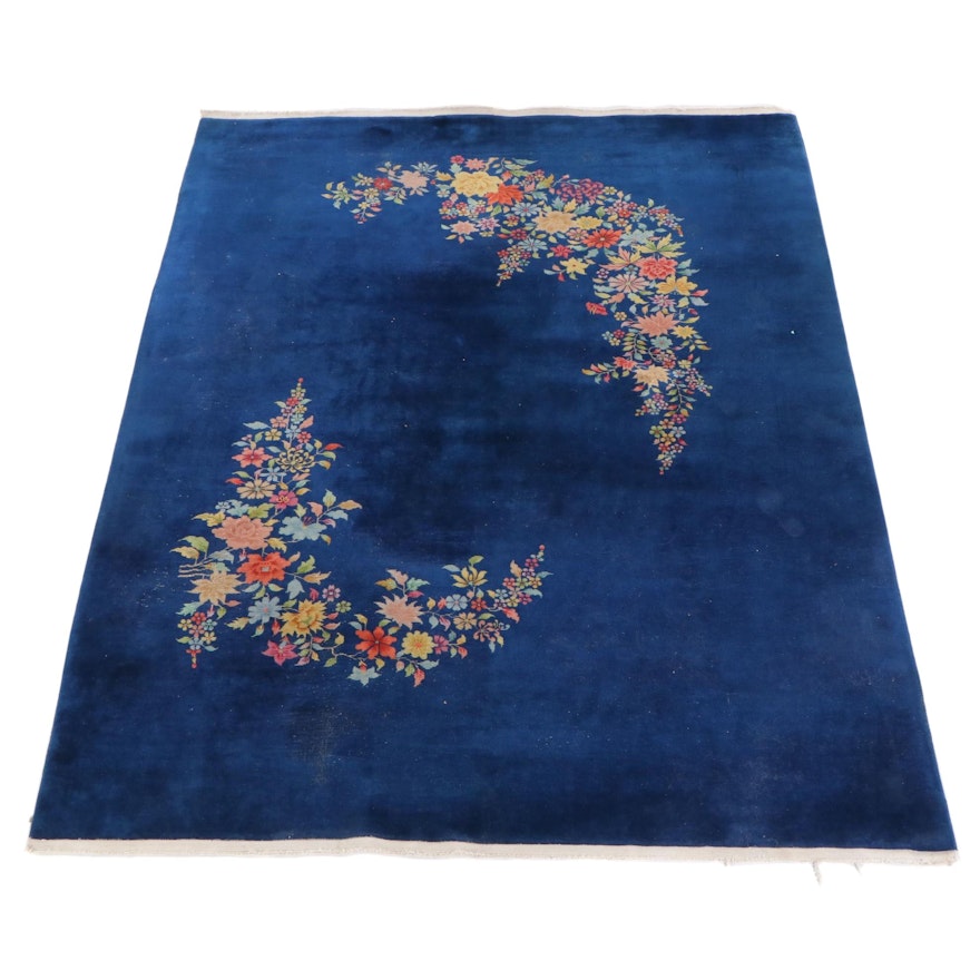 8'9 x 11'8 Hand-Knotted Floral Wool Rug
