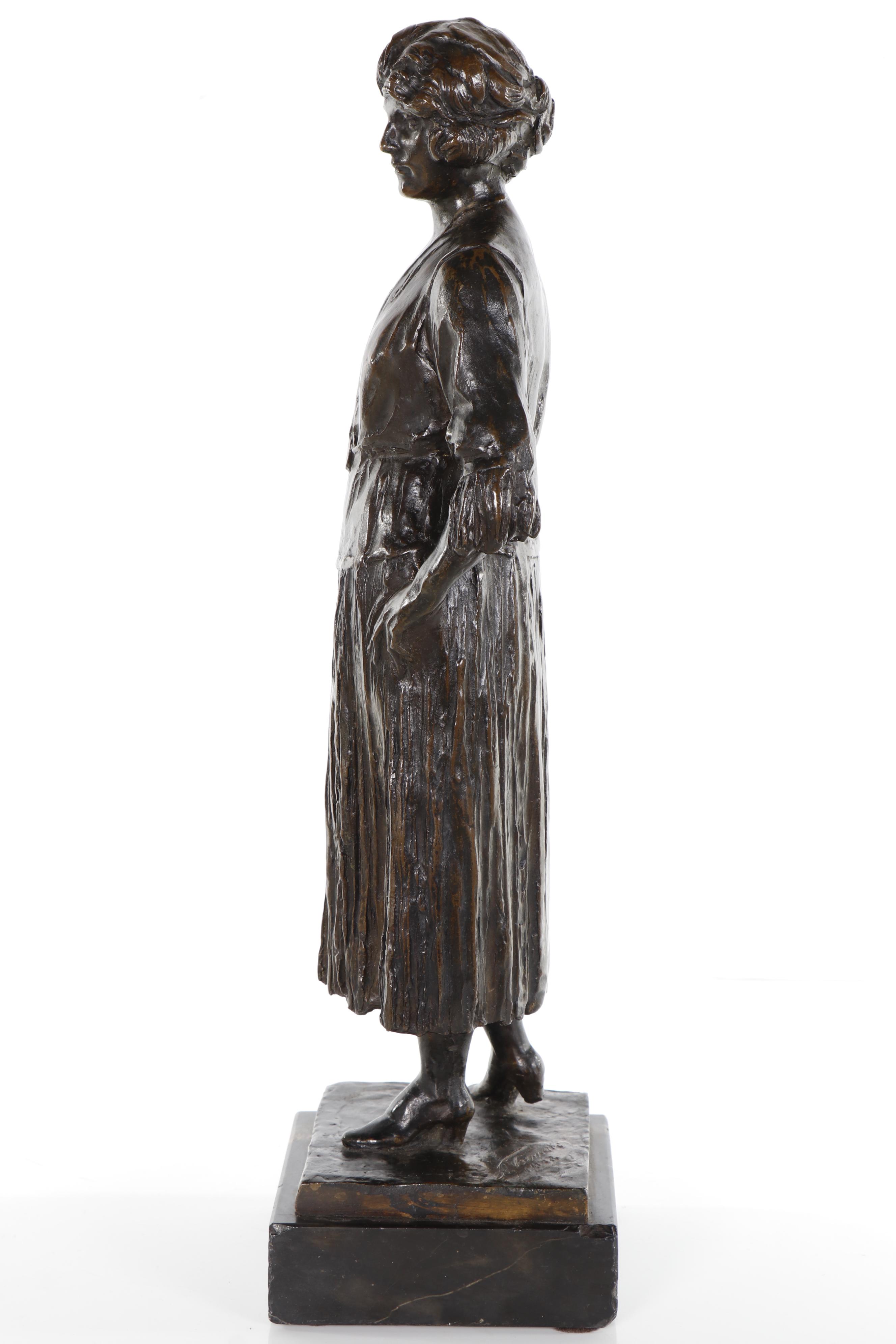 Angiolo Vannetti Bronze Sculpture of Woman, 1922