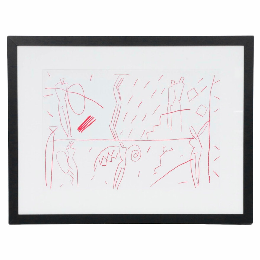 Kuroda Aki Double-Page Lithograph for Galerie Adrien Maeght, 1985