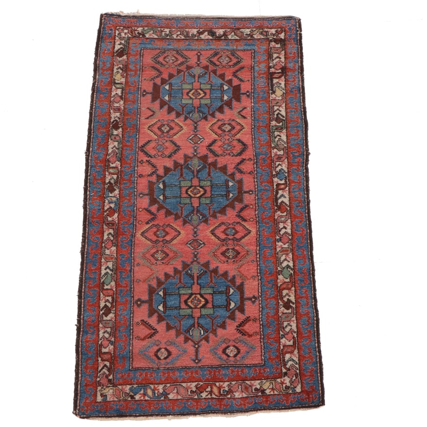 3'3 x 6'5 Hand-Knotted Persian Hamadan Wool Rug, circa 1920