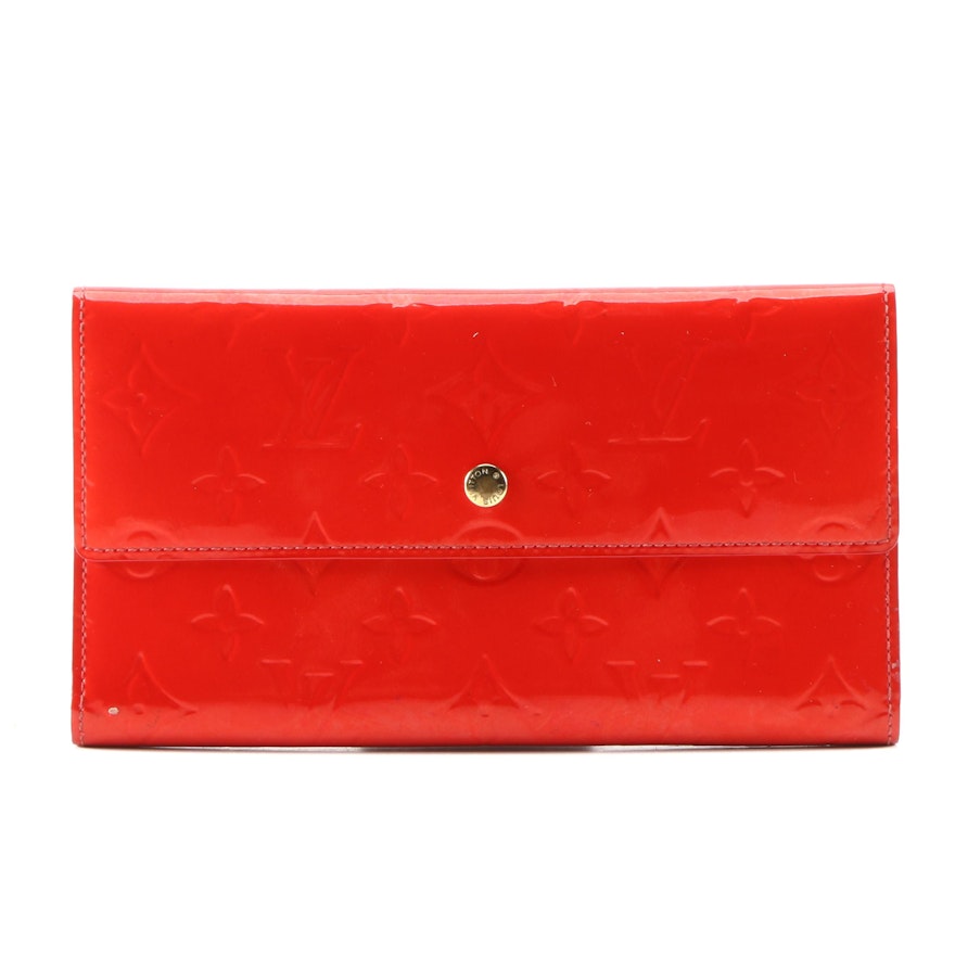Louis Vuitton Porte Tresor Wallet in Red Monogram Vernis