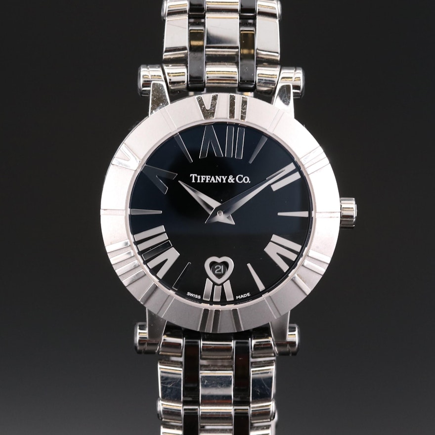 Tiffany & Co. Atlas Stainless Steel and Black Ceramic Quartz Wristwatch