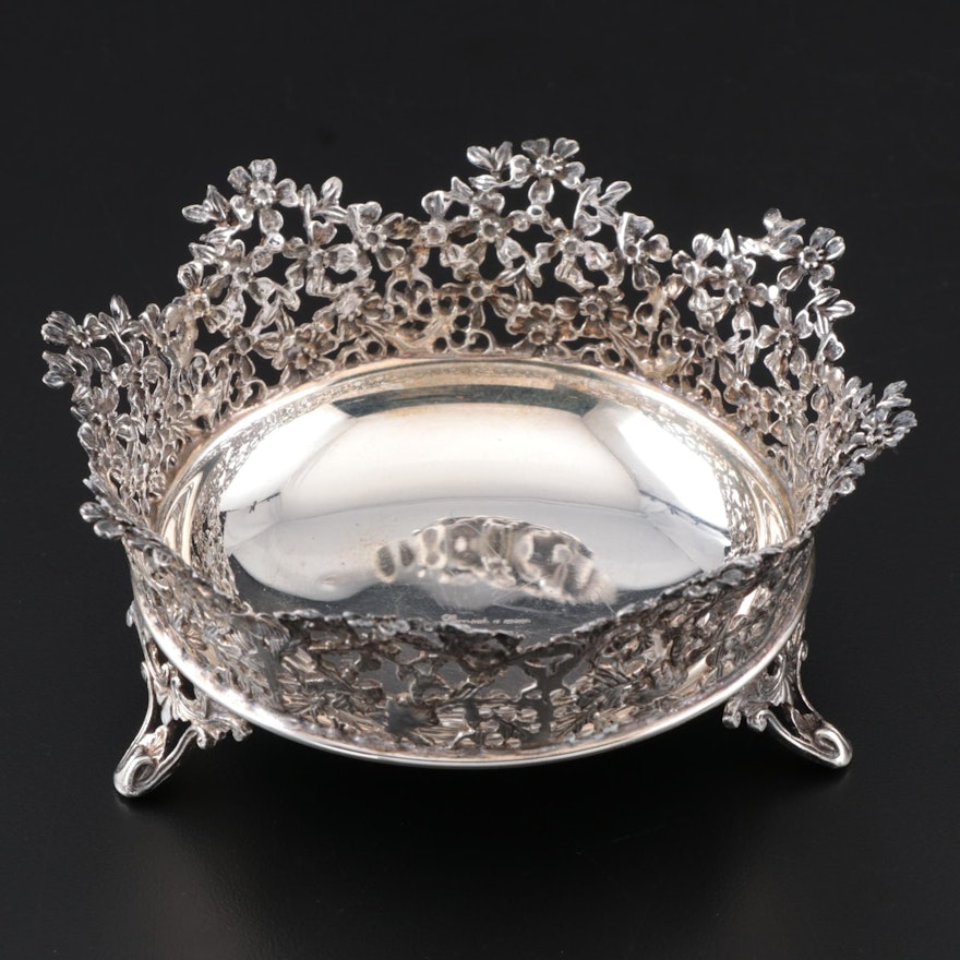 Contanessi Alessandro of Florence Sterling Silver Bowl with Pierced Floral Rim