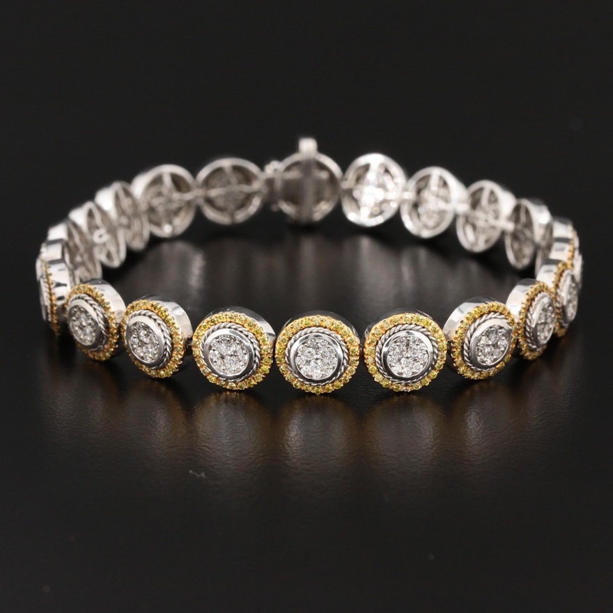 14K White Gold 3.03 CTW Diamond Cluster Bracelet