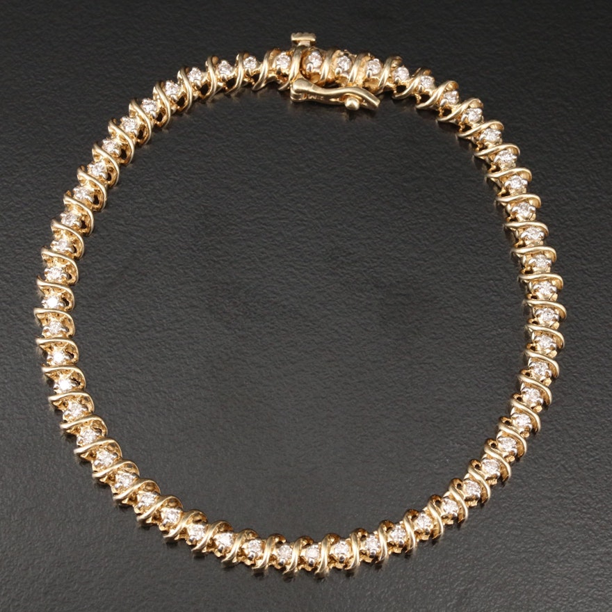 14K Yellow Gold 1.02 CTW Diamond Bracelet