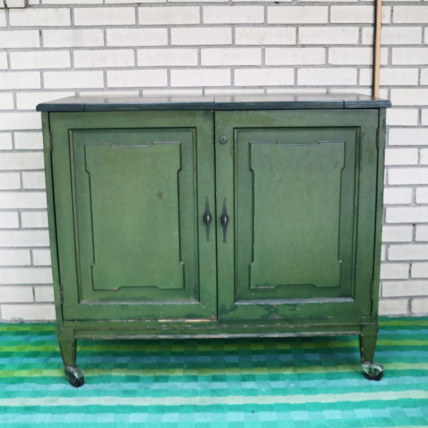 Painted Bar Cart with Expandable Laminate Top, Mid-20th Century