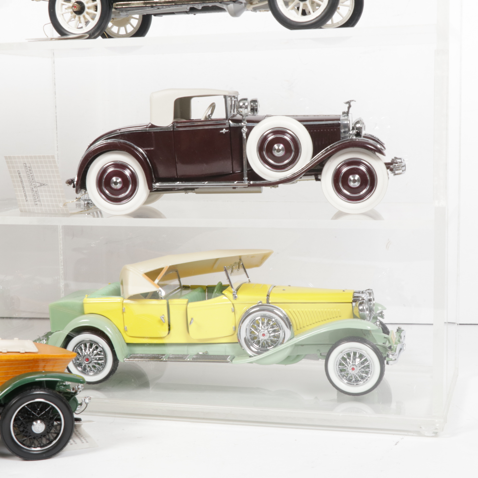 Franklin Mint Precision Models and Danbury Mint Diecast Cars and Display Cases