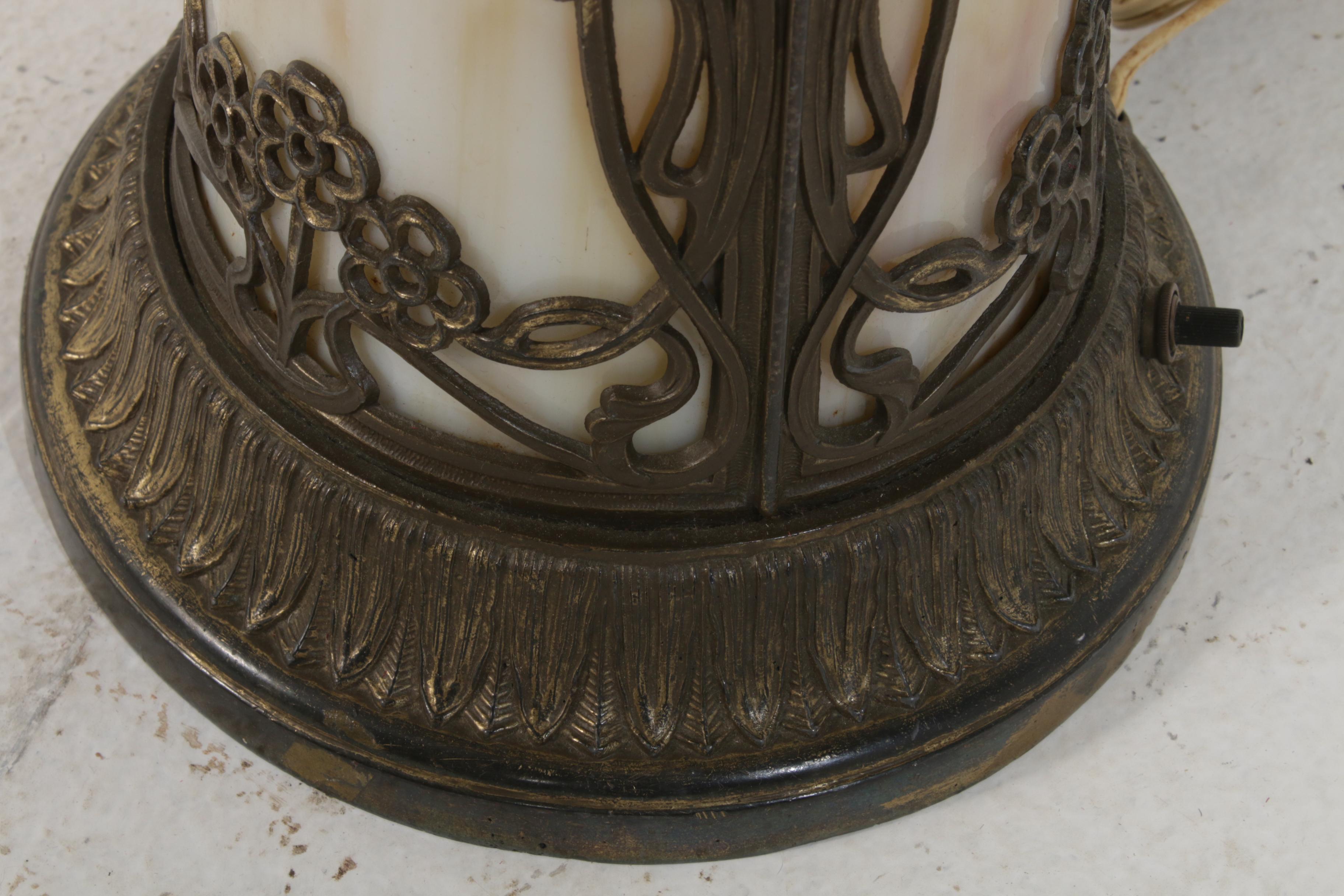 Art Nouveau Slag Glass Table Lamp, Early to Mid 20th Century