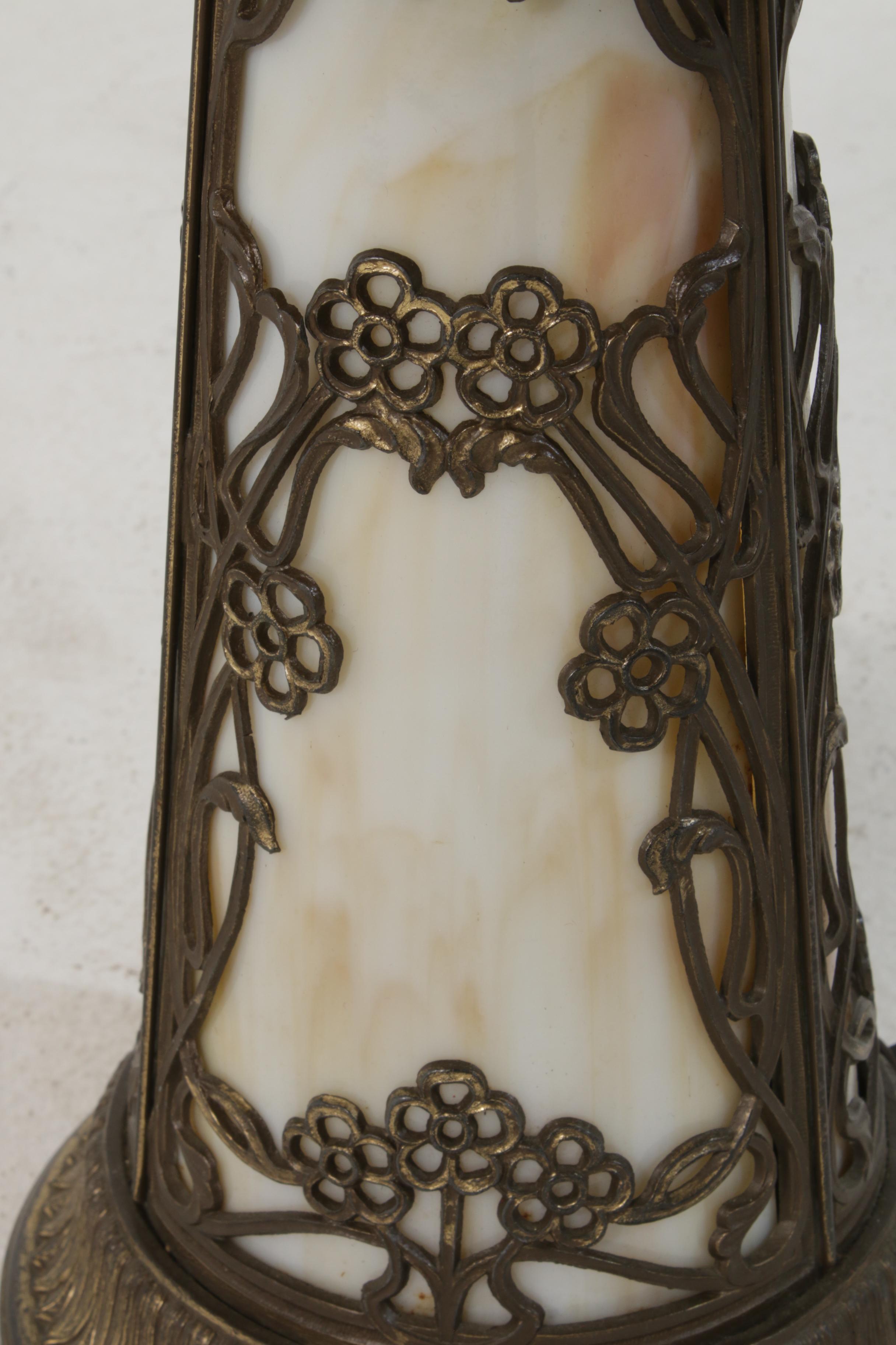 Art Nouveau Slag Glass Table Lamp, Early to Mid 20th Century