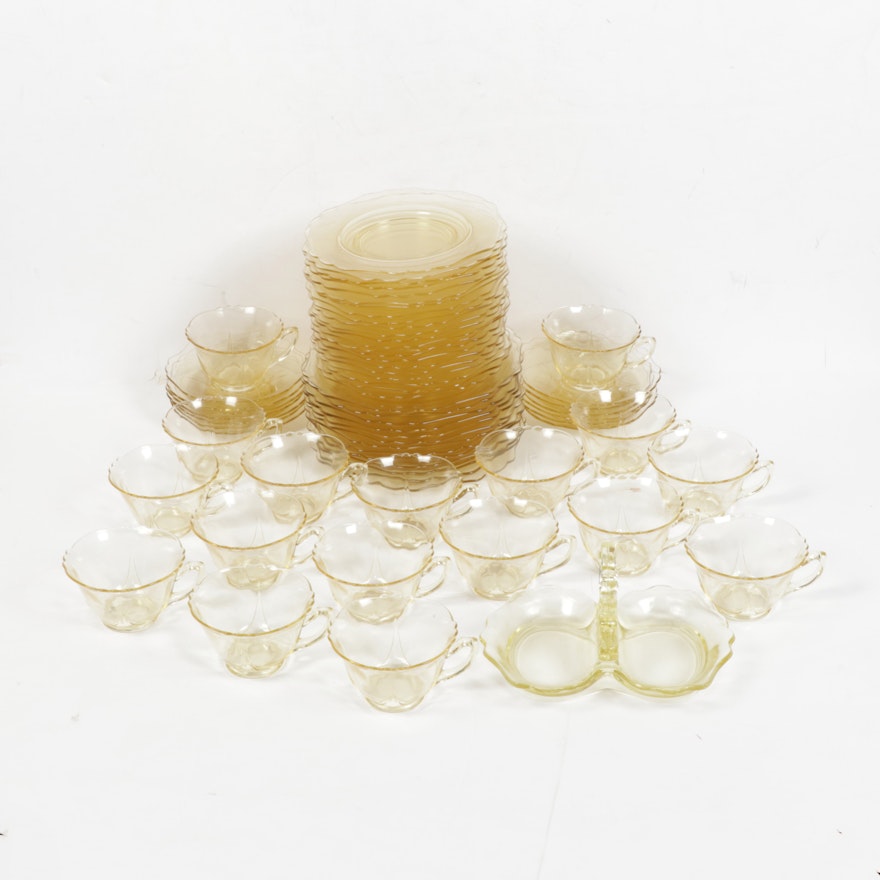 Cambridge Yellow Depression Glass Dinner and Serveware, 1930s