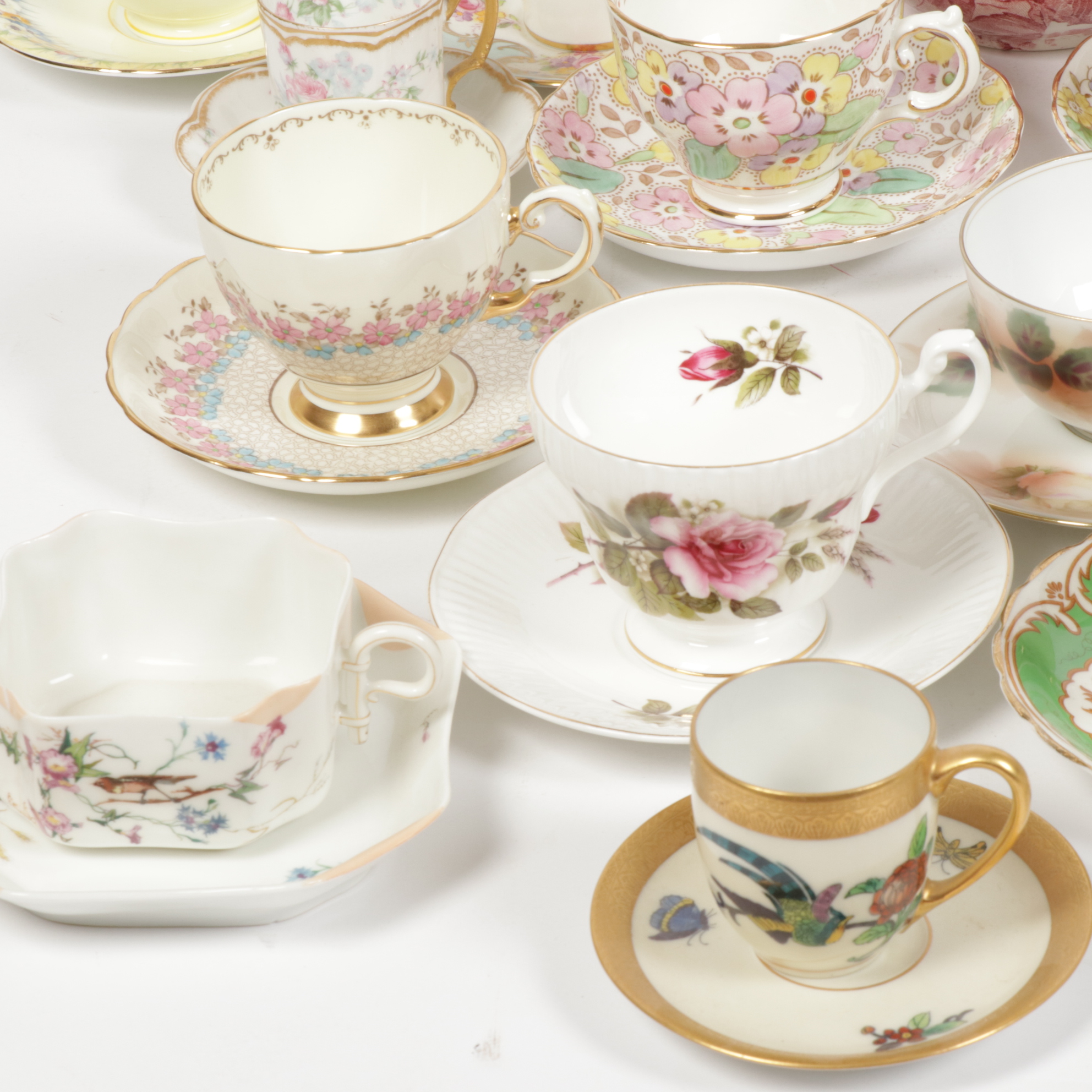 Haviland and Other Porcelain Teacups and Saucers, Early to Late 20th C.