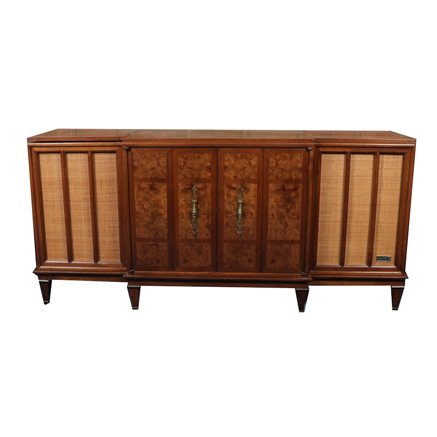Zenith Wood and Cane Media Cabinet, Mid to Late 20th Century