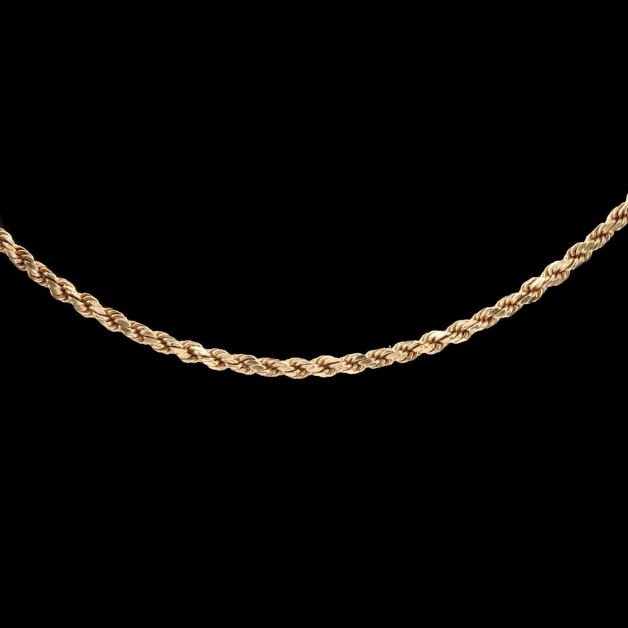 10K Yellow Gold Rope Chain Necklace