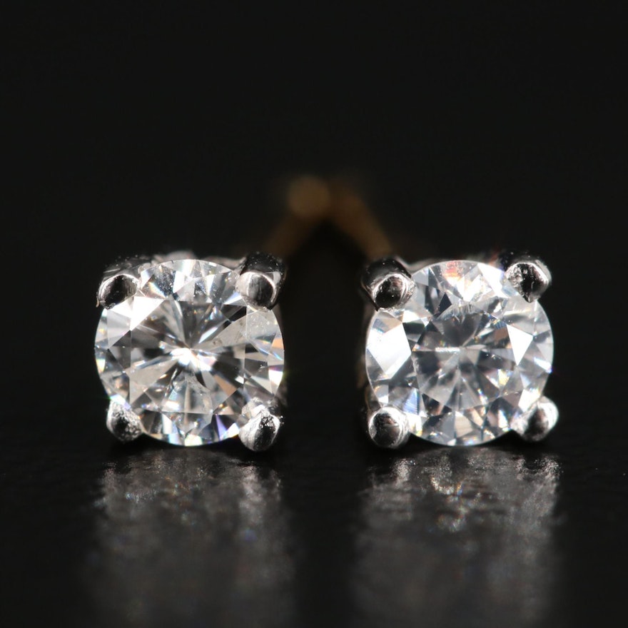 18K Yellow Gold Diamond Stud Earrings