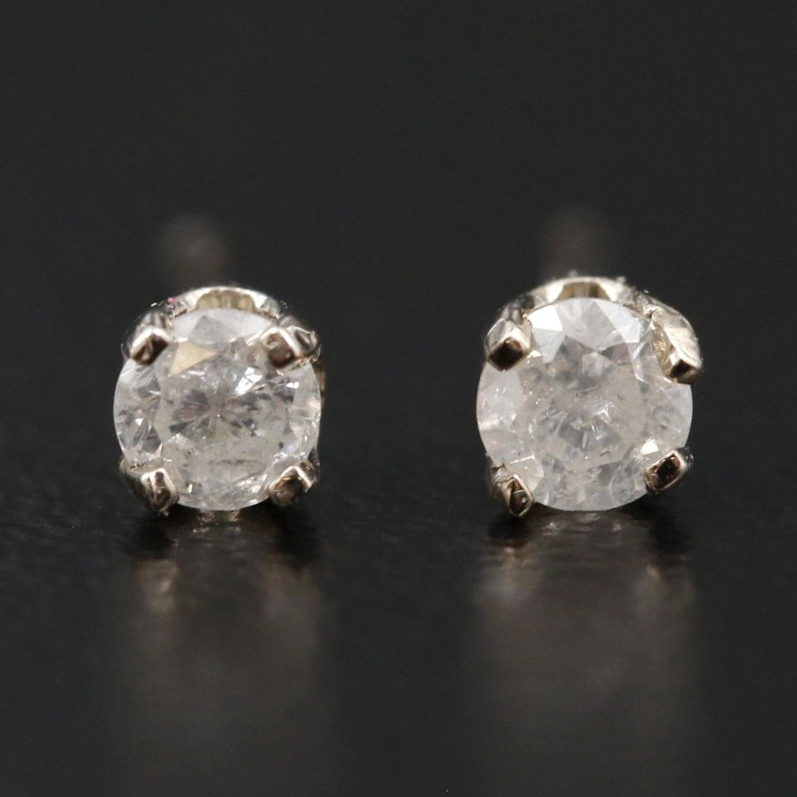 14K Gold 0.16 CTW Diamond Solitaire Earrings