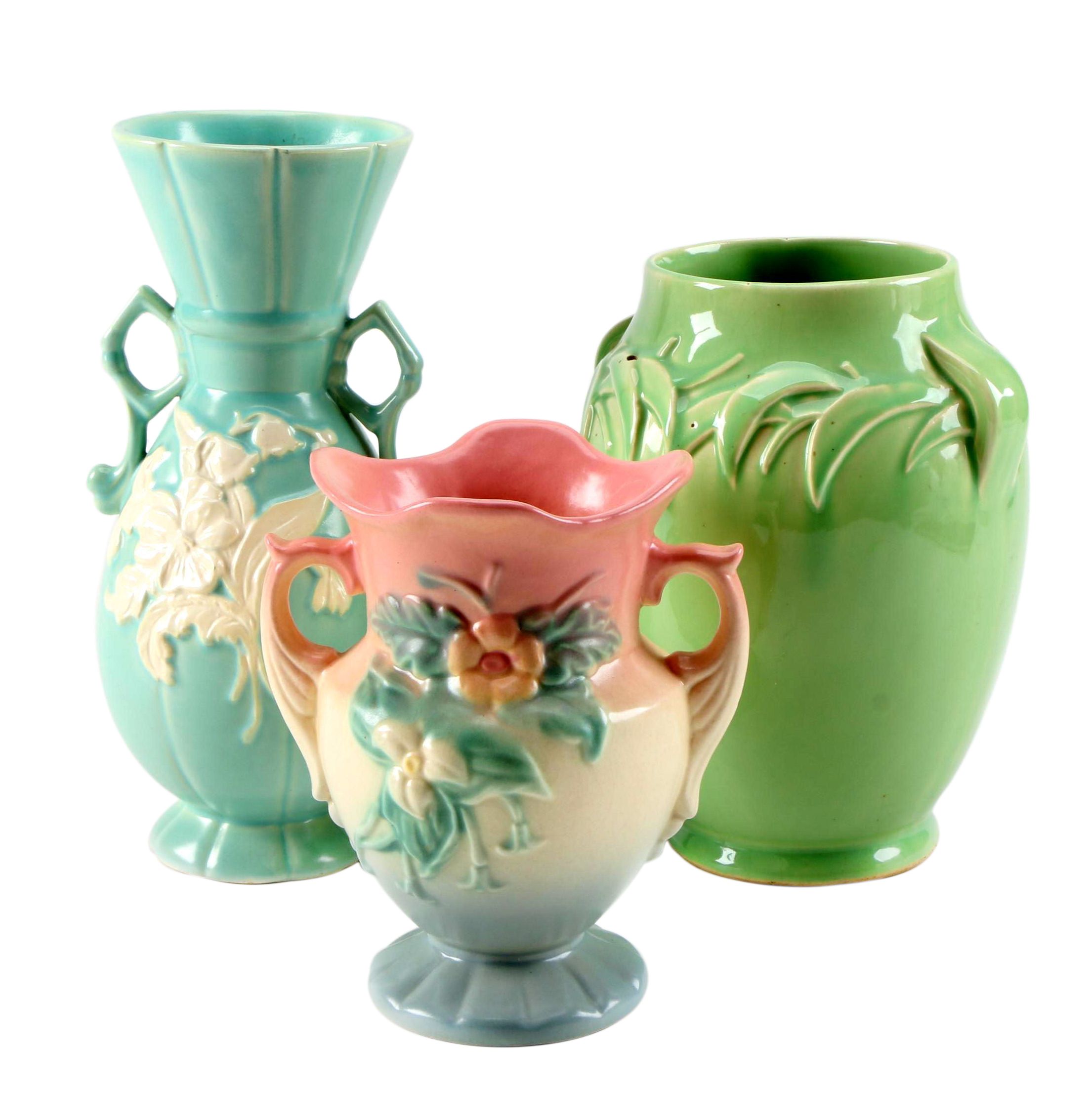 Weller, McCoy and Hull Art Pottery Vases, Early to Mid 20th Century