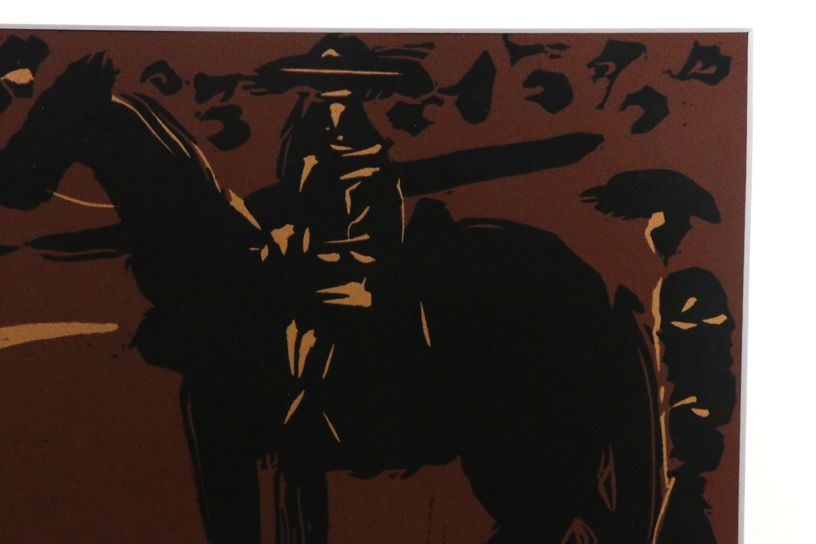 Pablo Picasso Linoleum Cut "Mounted Picador," 1962