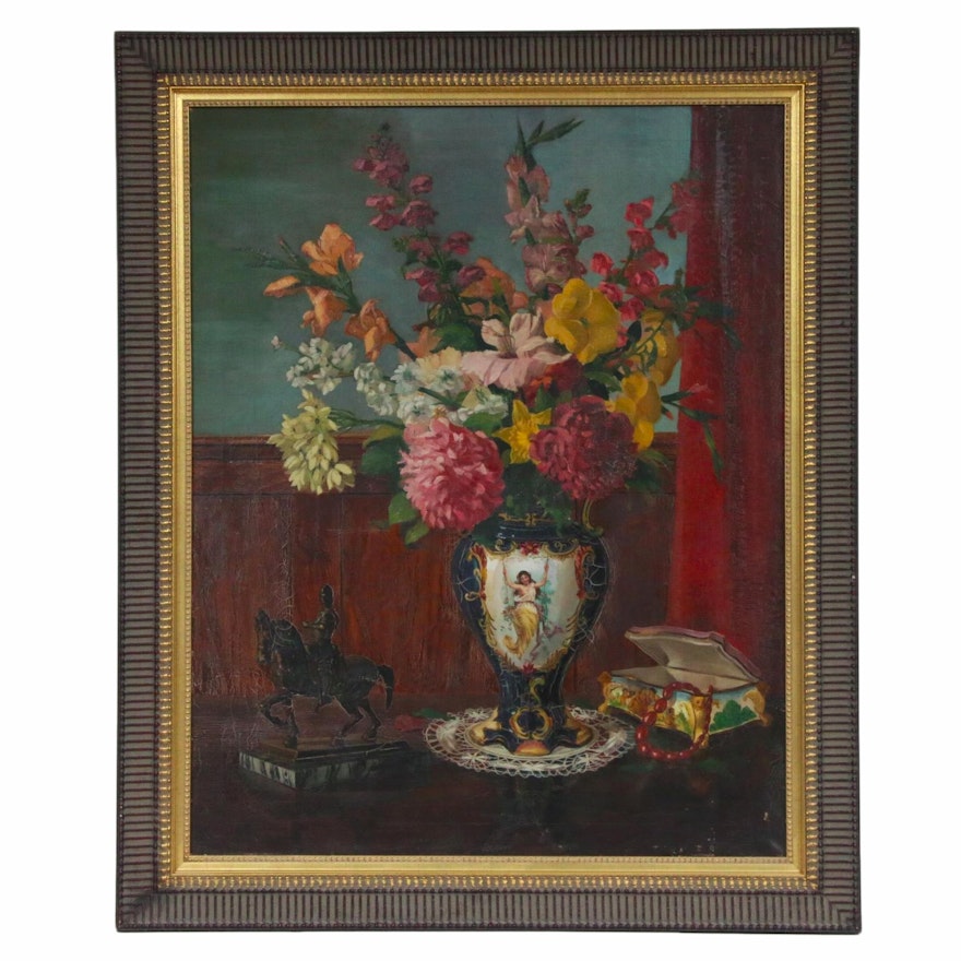 Nicholas U. Comito Floral Still Life Oil Painting, Early to Mid 20th Century