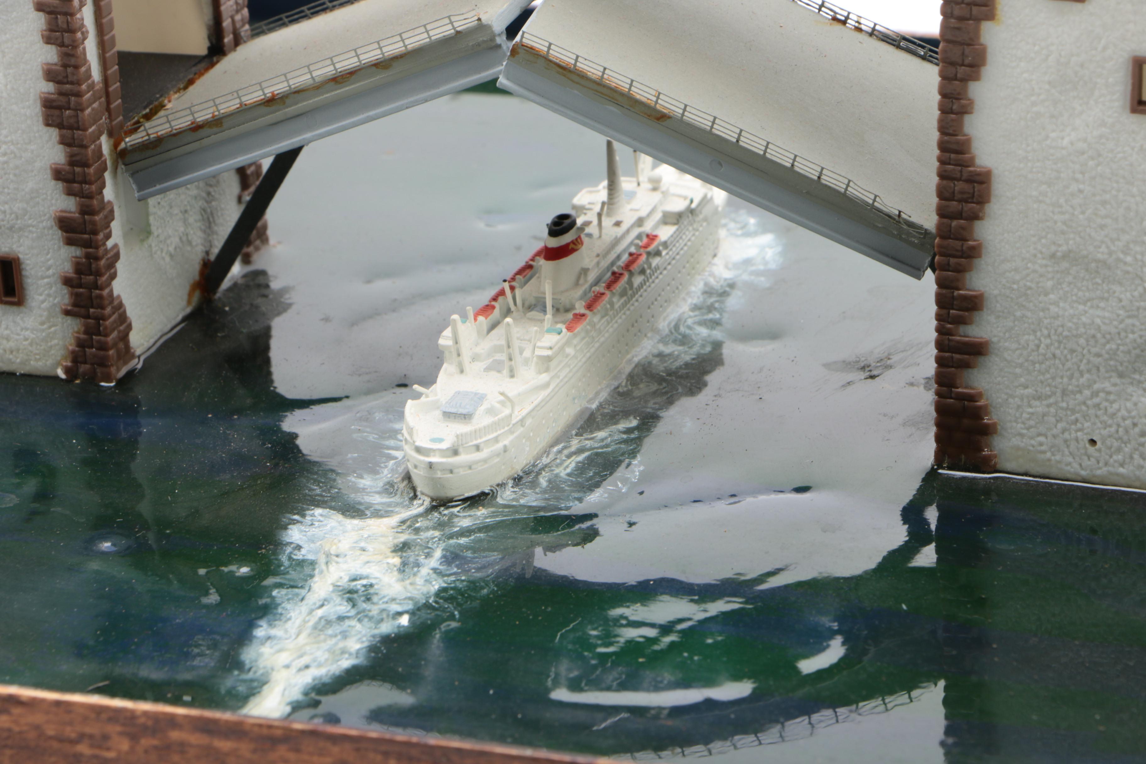 Model Layout Attributed to London Bridge Over the Thames River, circa 1970s