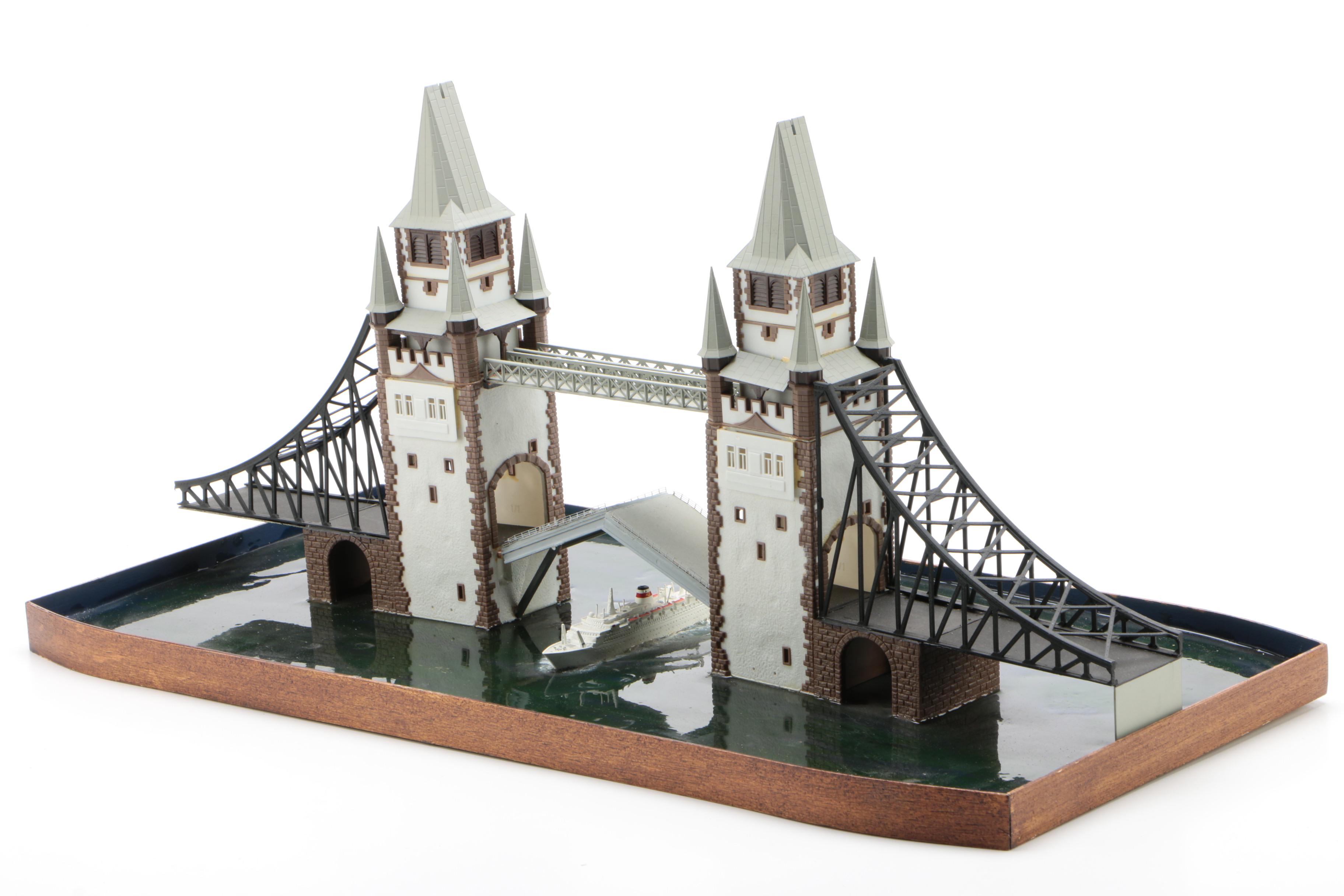 Model Layout Attributed to London Bridge Over the Thames River, circa 1970s