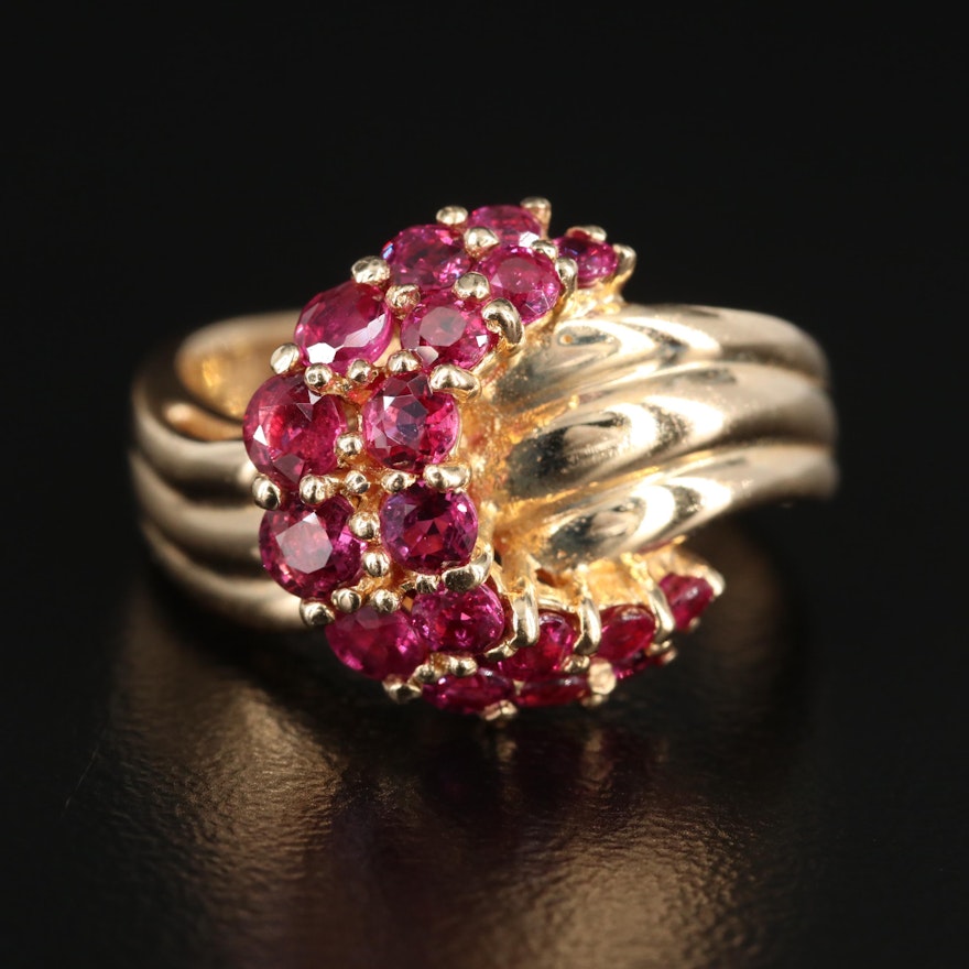 14K Yellow Gold Ruby Crescent Moon Ring