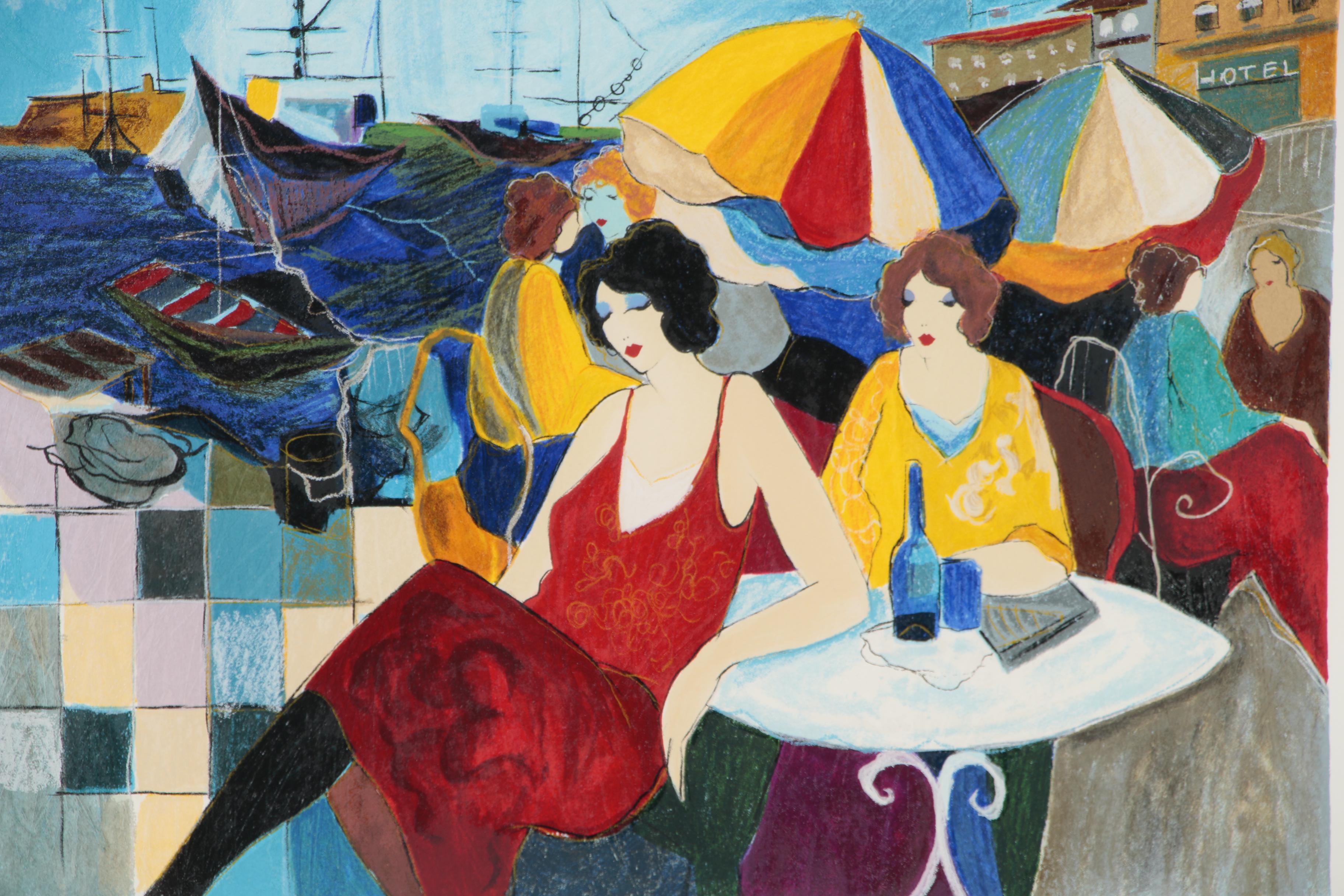 Itzchak Tarkay Serigraph "Harbour Cafe"