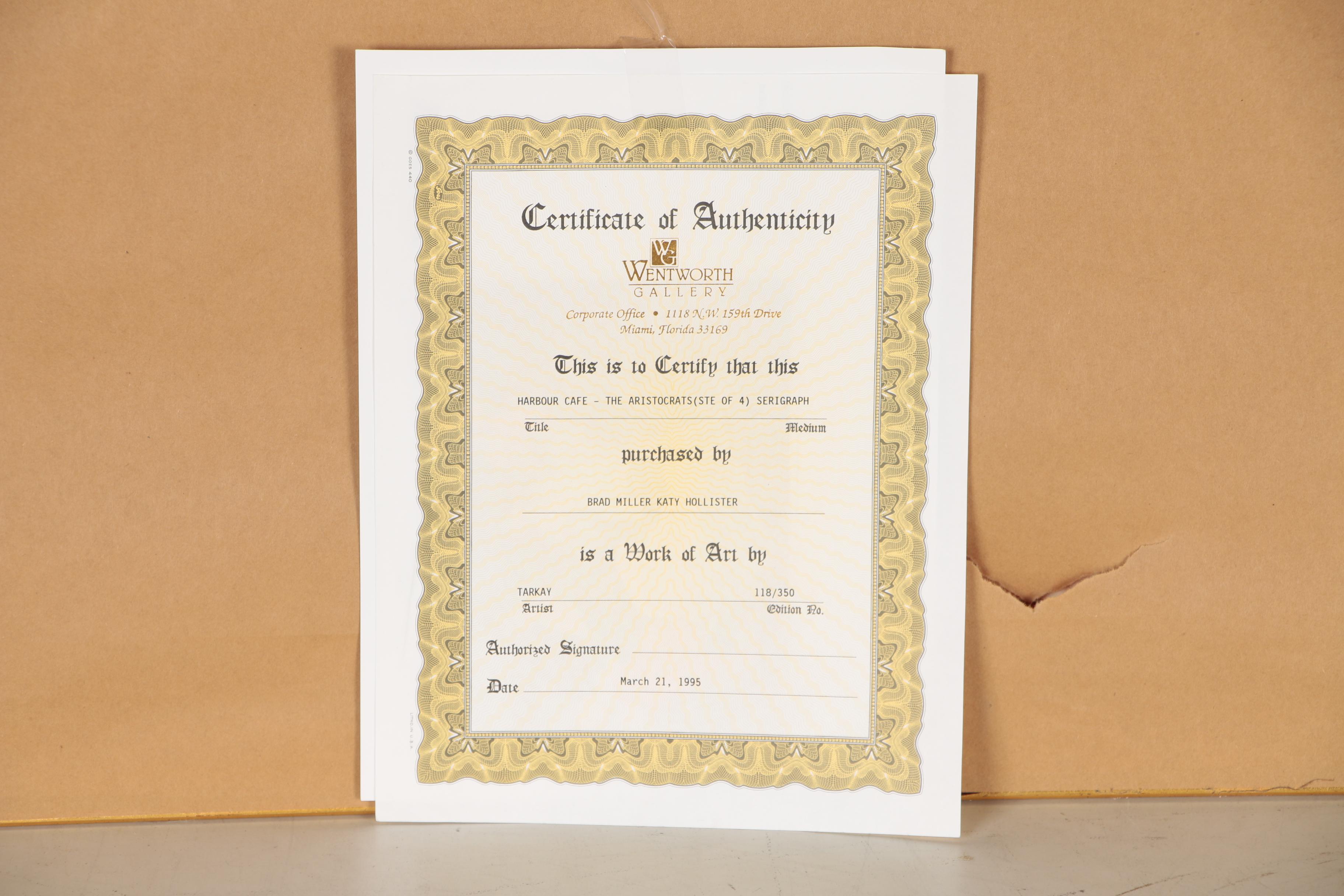 Itzchak Tarkay Serigraph "Harbour Cafe"