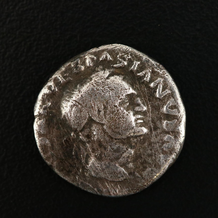 Ancient Roman AR Denarius Coin of Vespasian, "Judaea Capta" Type, ca. 70 A.D.