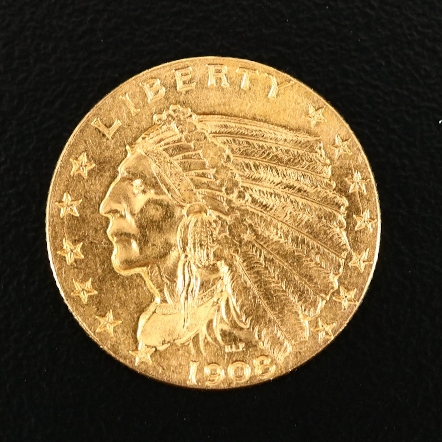 1908 Indian Head $2 1/2 Gold Coin